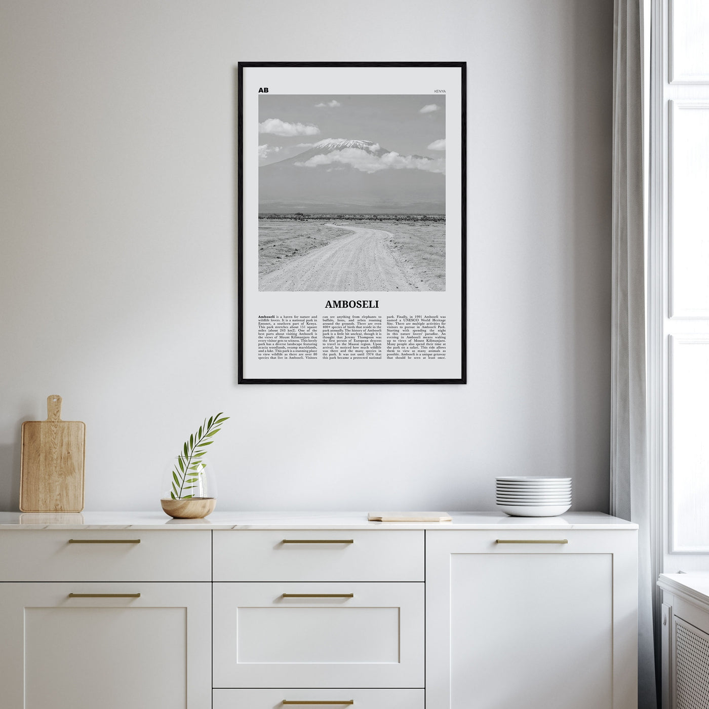 Amboseli Travel B&W Poster