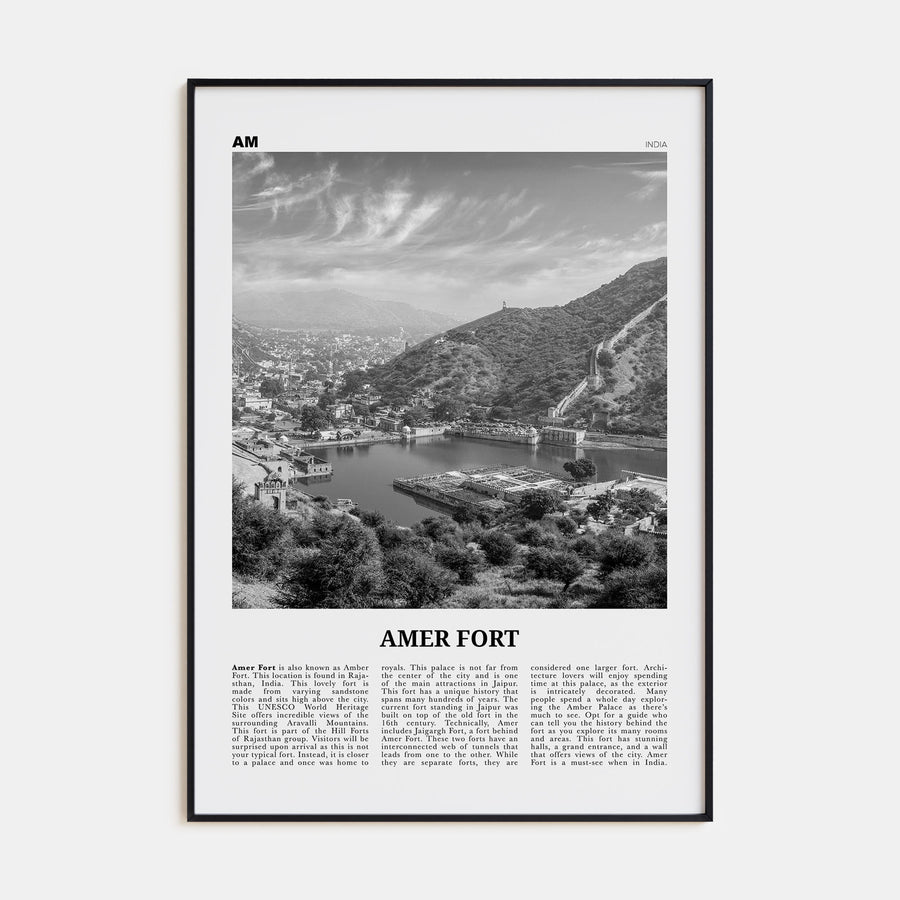 Amer Fort Travel B&W Poster