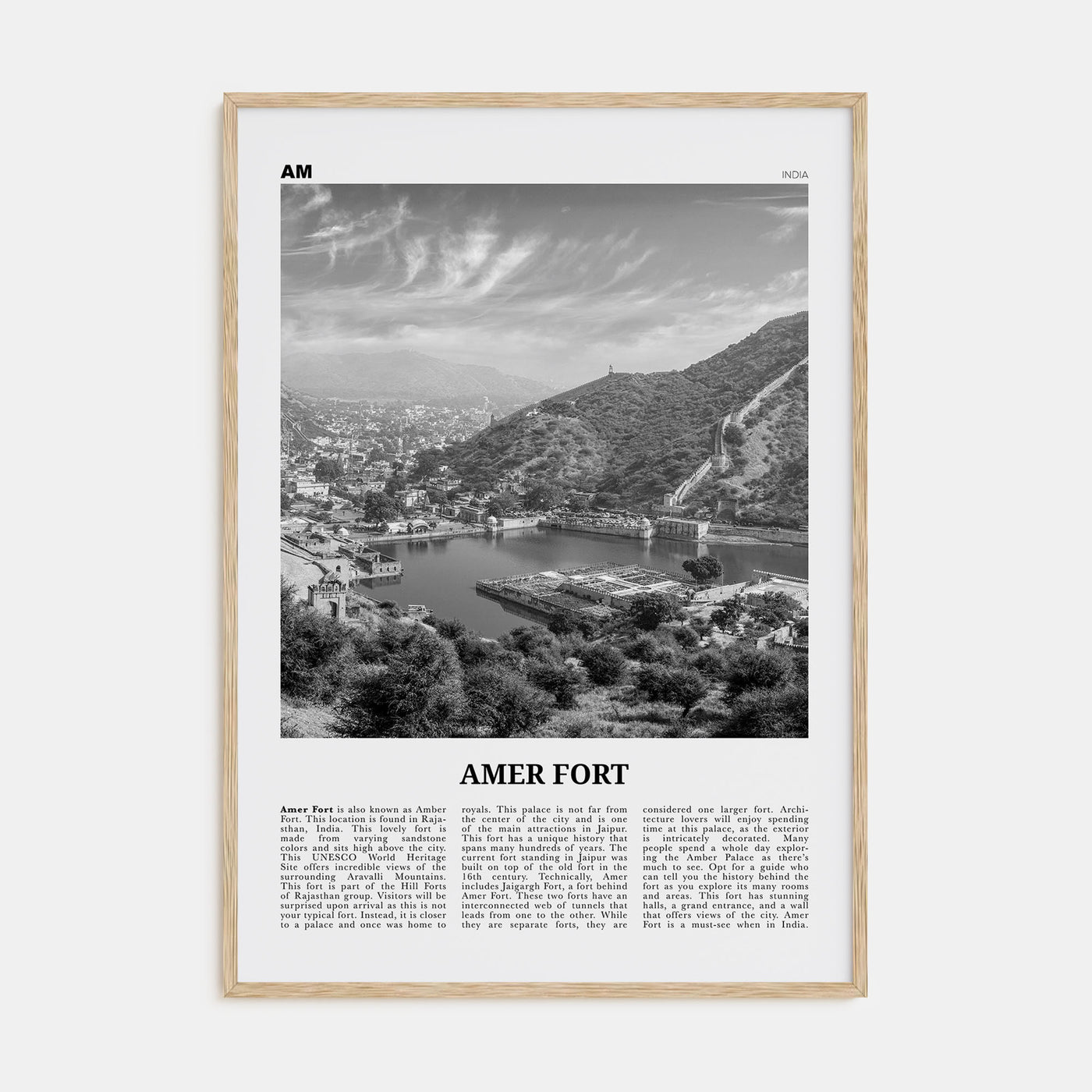 Amer Fort Travel B&W Poster