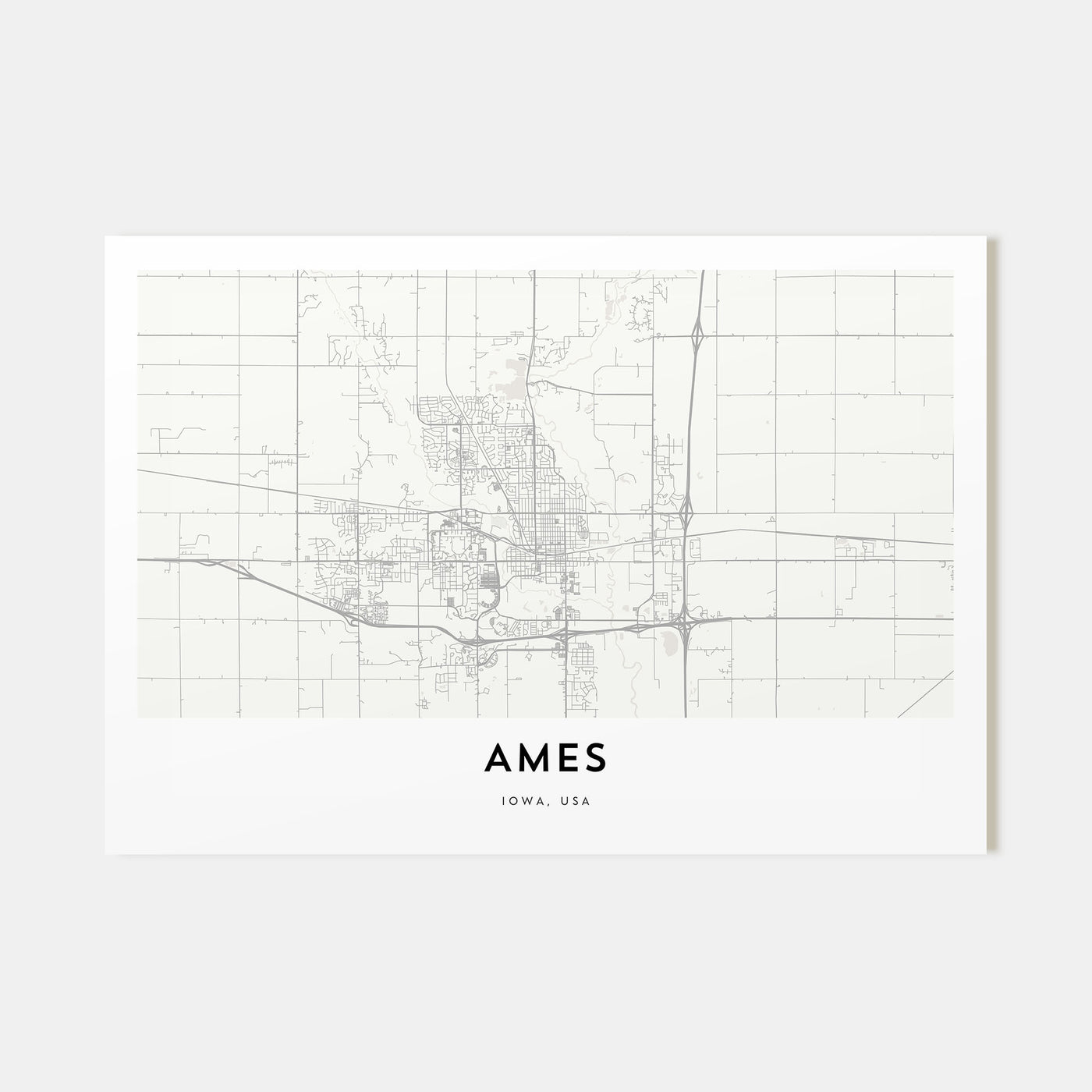 Ames Map Landscape Poster