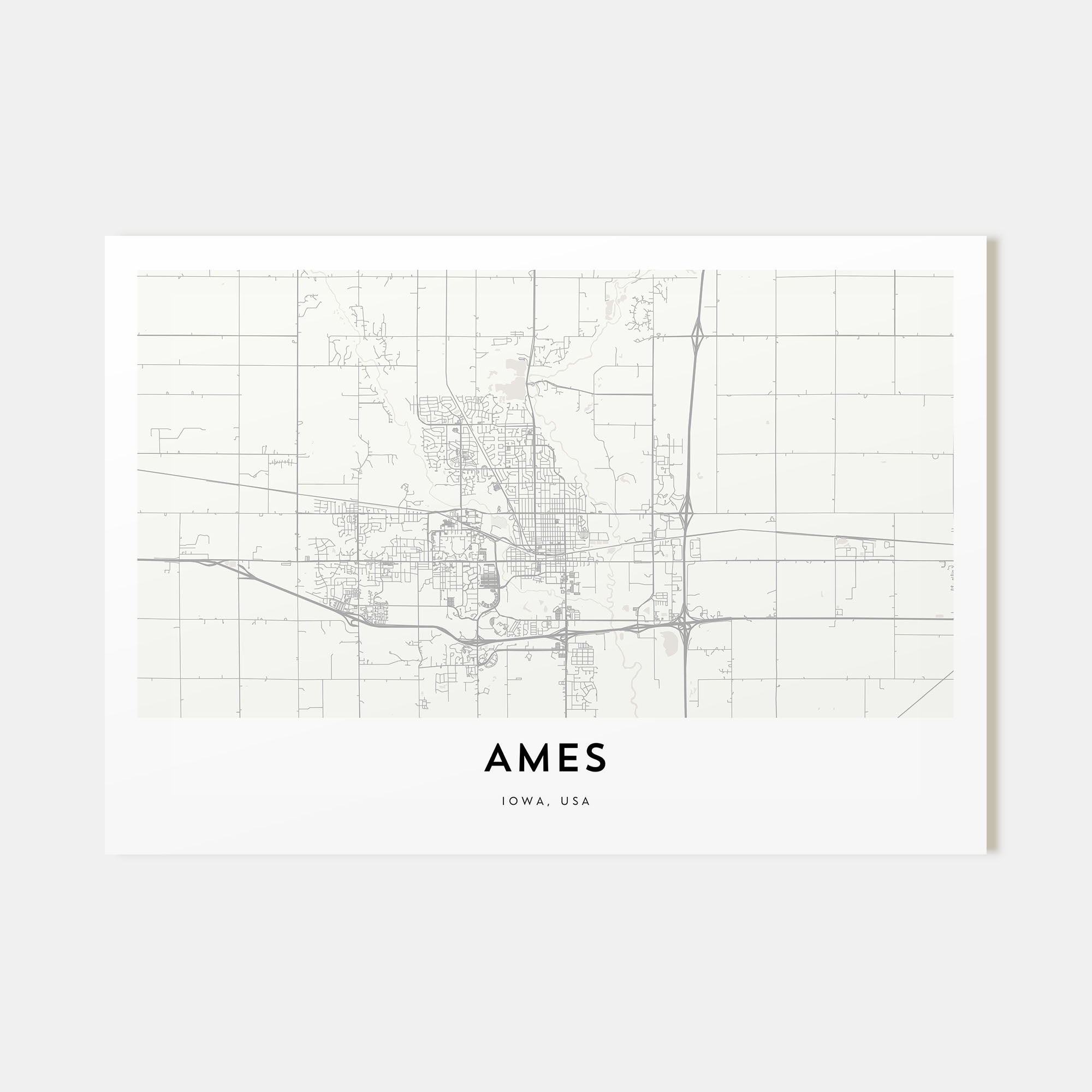 Ames Map Landscape Poster