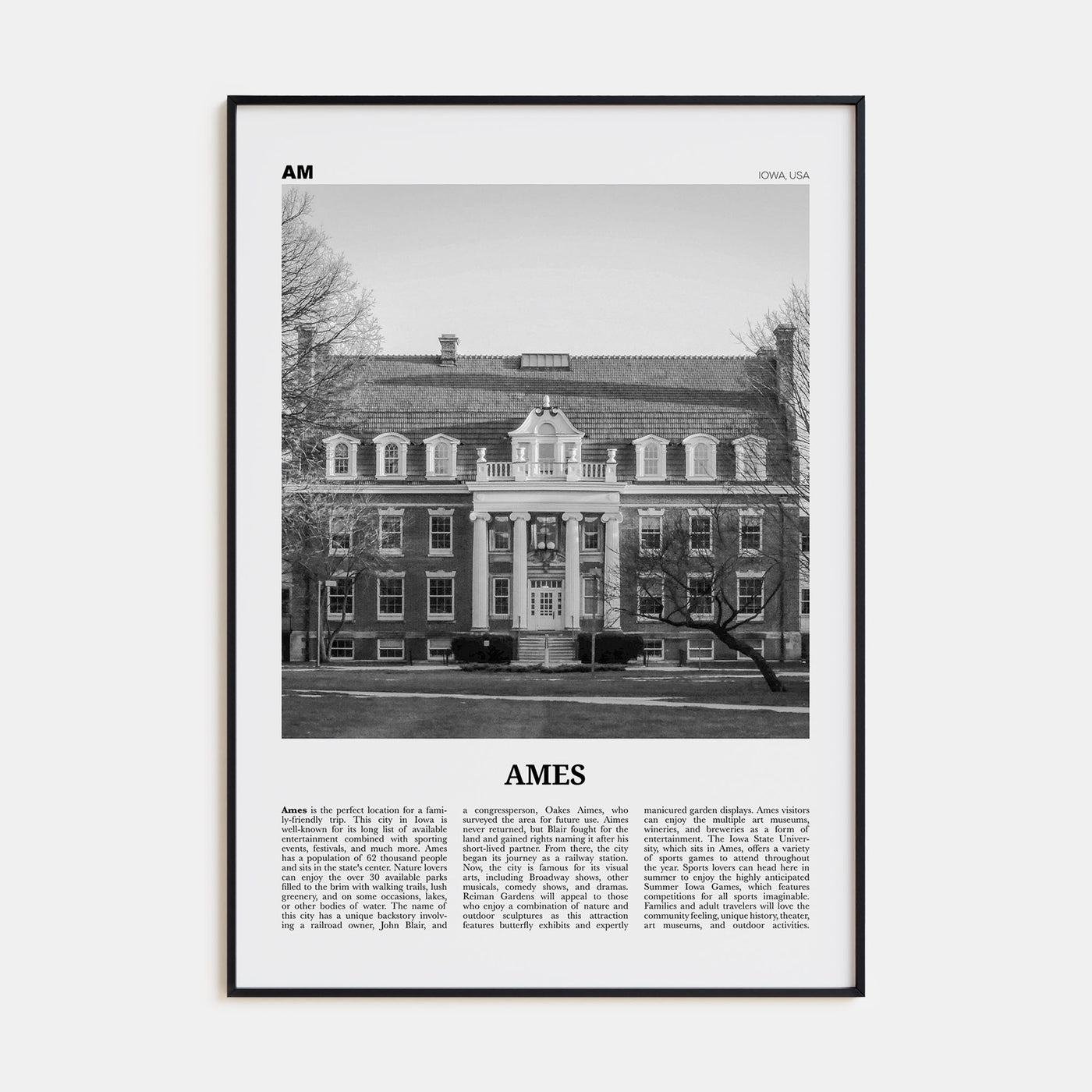 Ames Travel B&W Poster