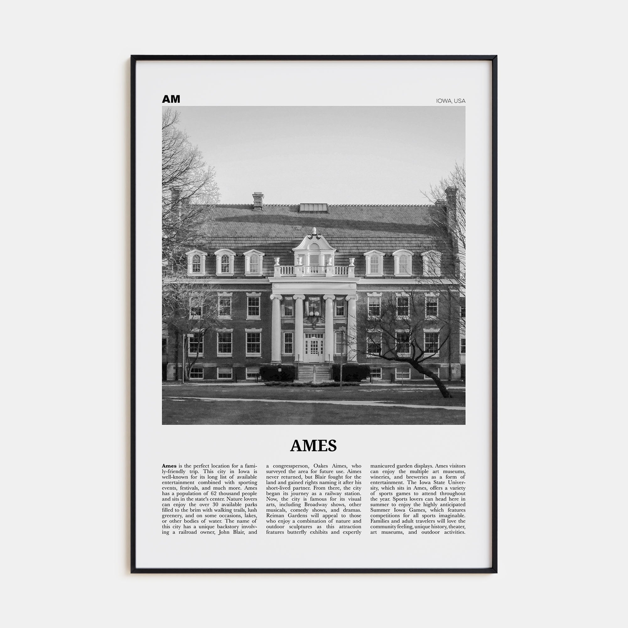 Ames Travel B&W Poster