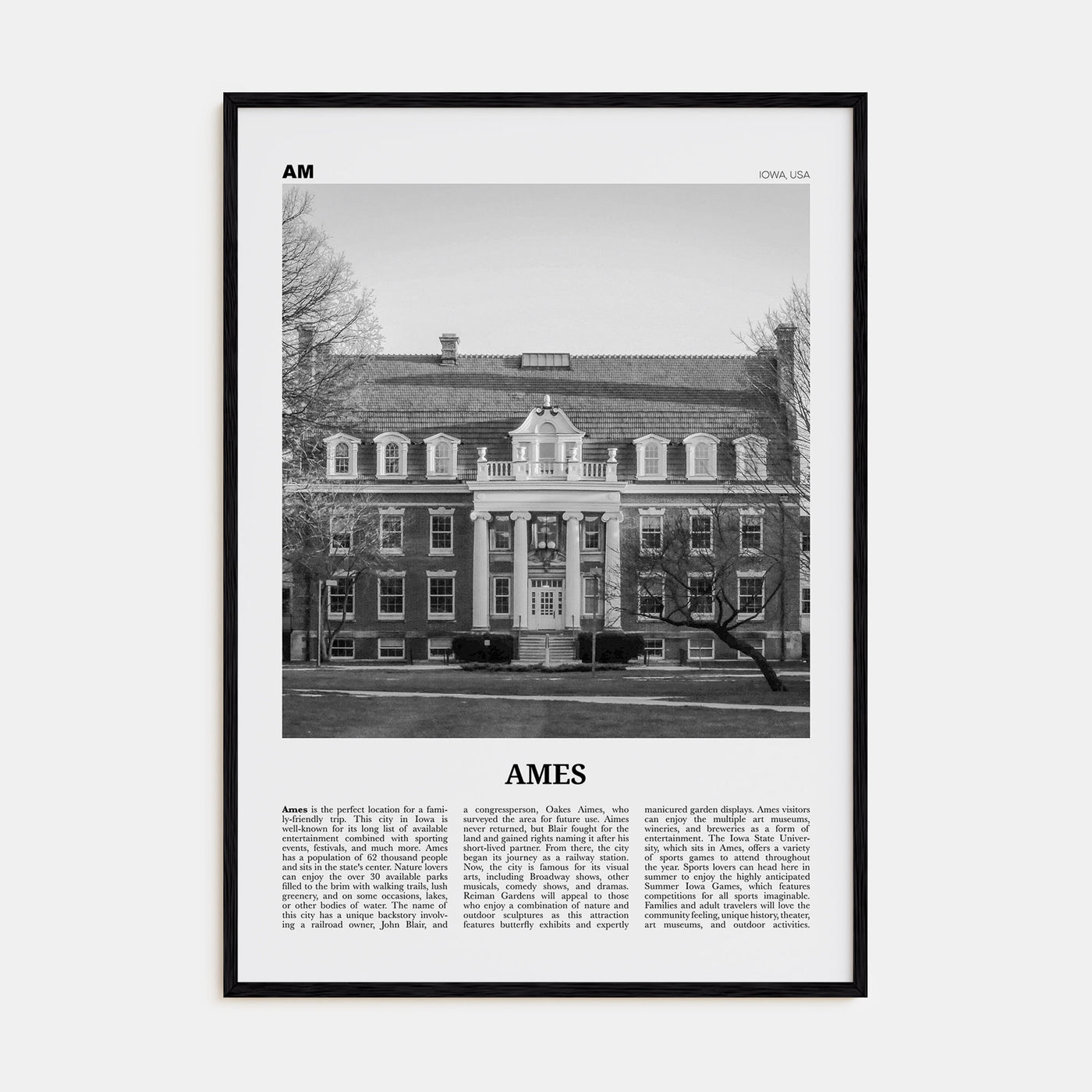 Ames Travel B&W Poster