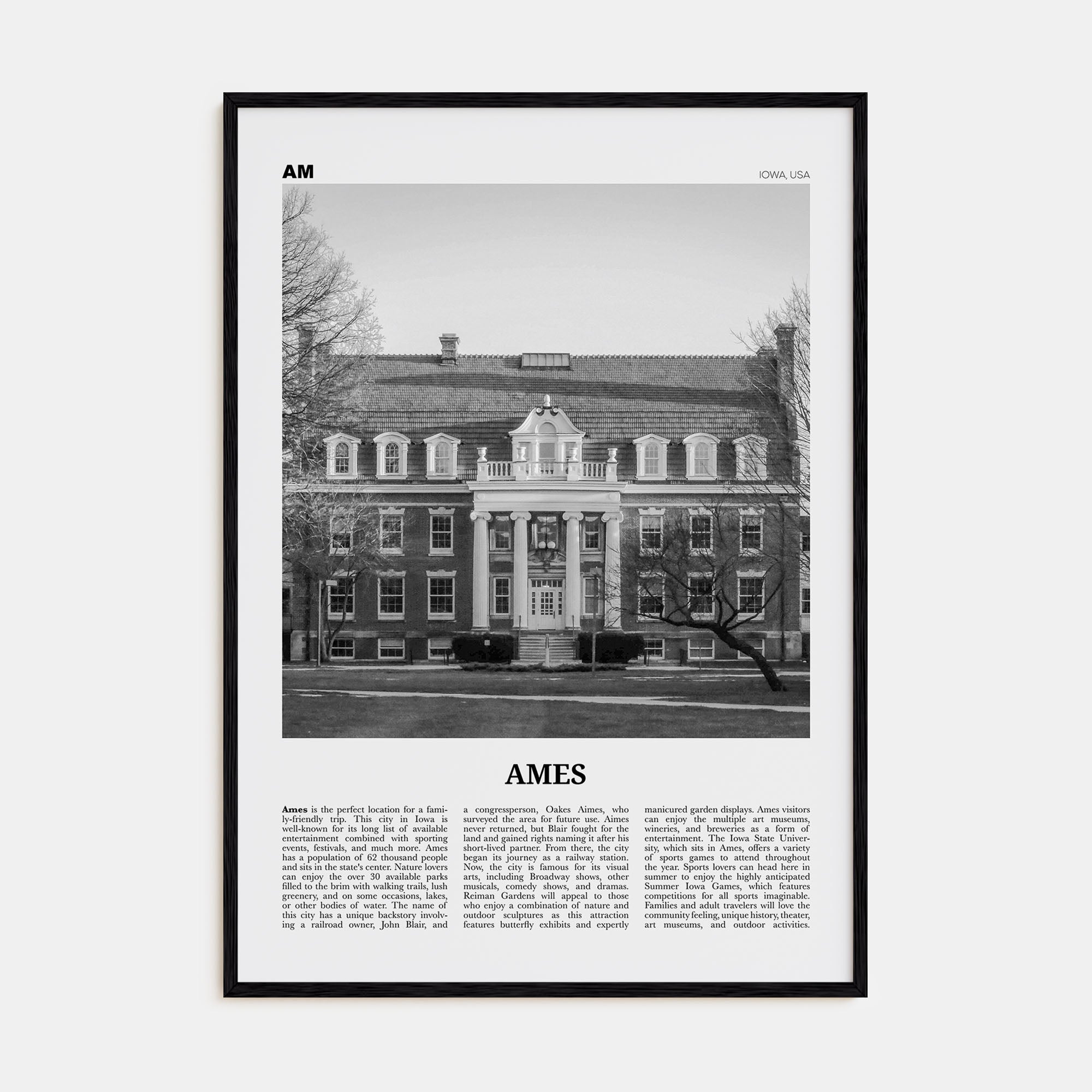 Ames Travel B&W Poster