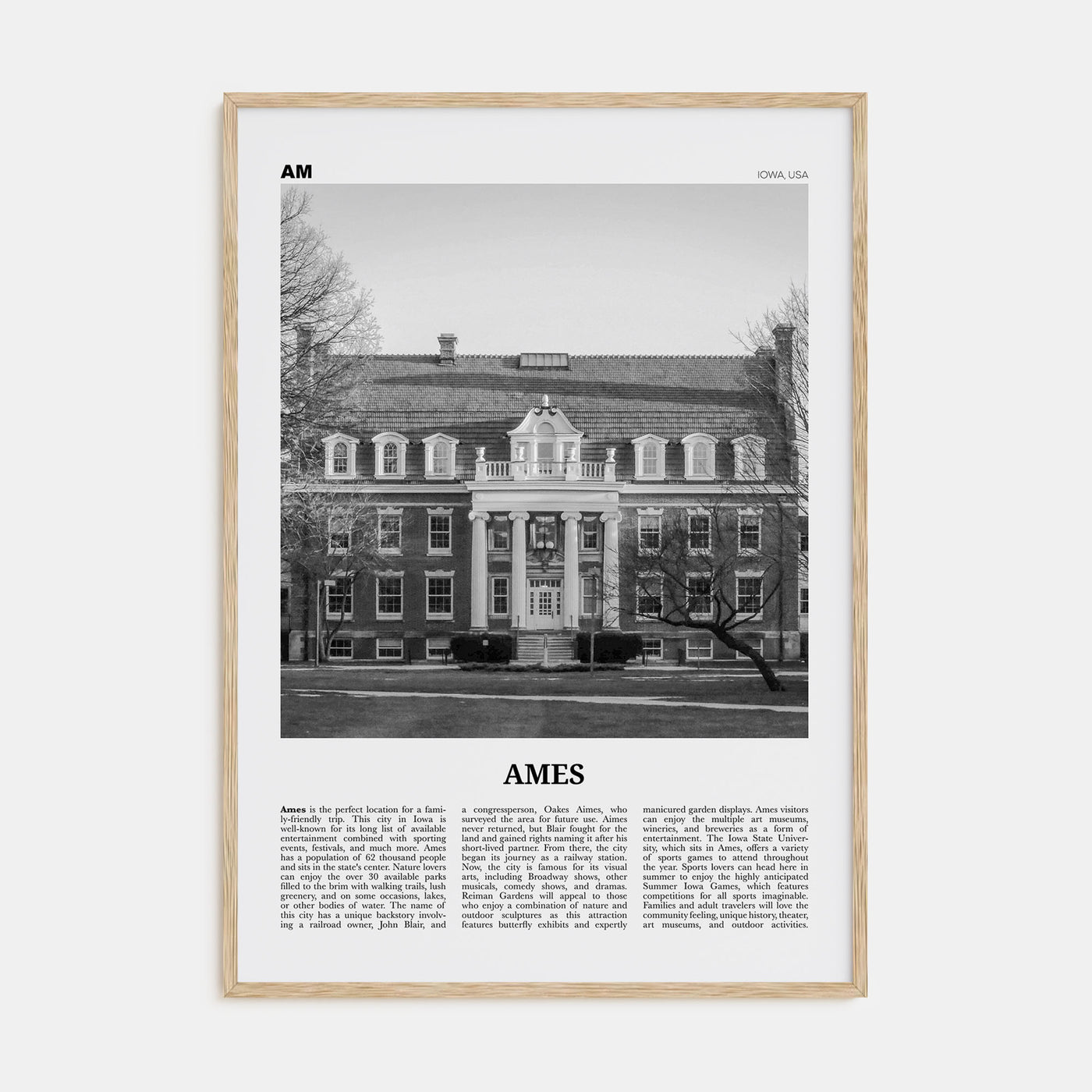 Ames Travel B&W Poster