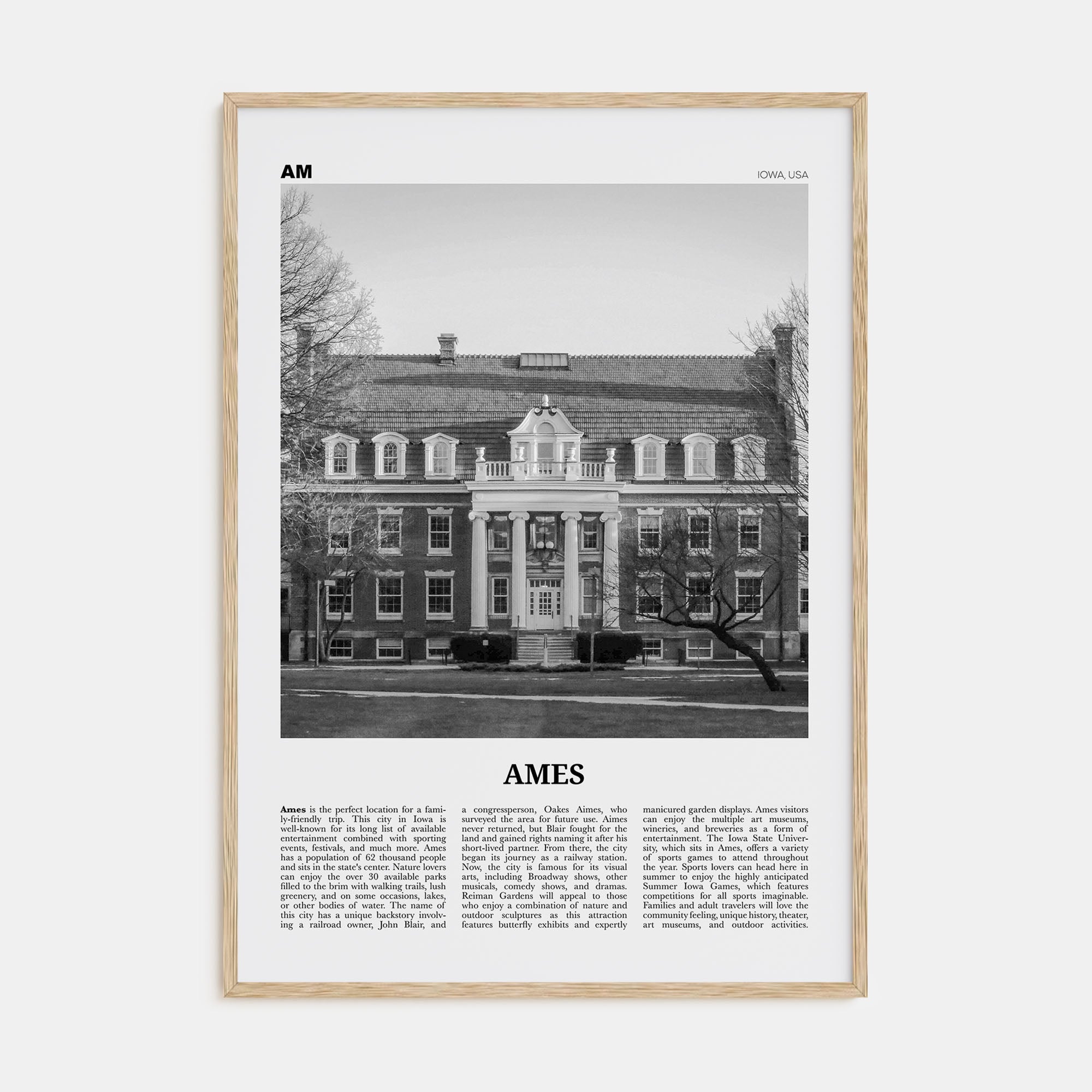 Ames Travel B&W Poster