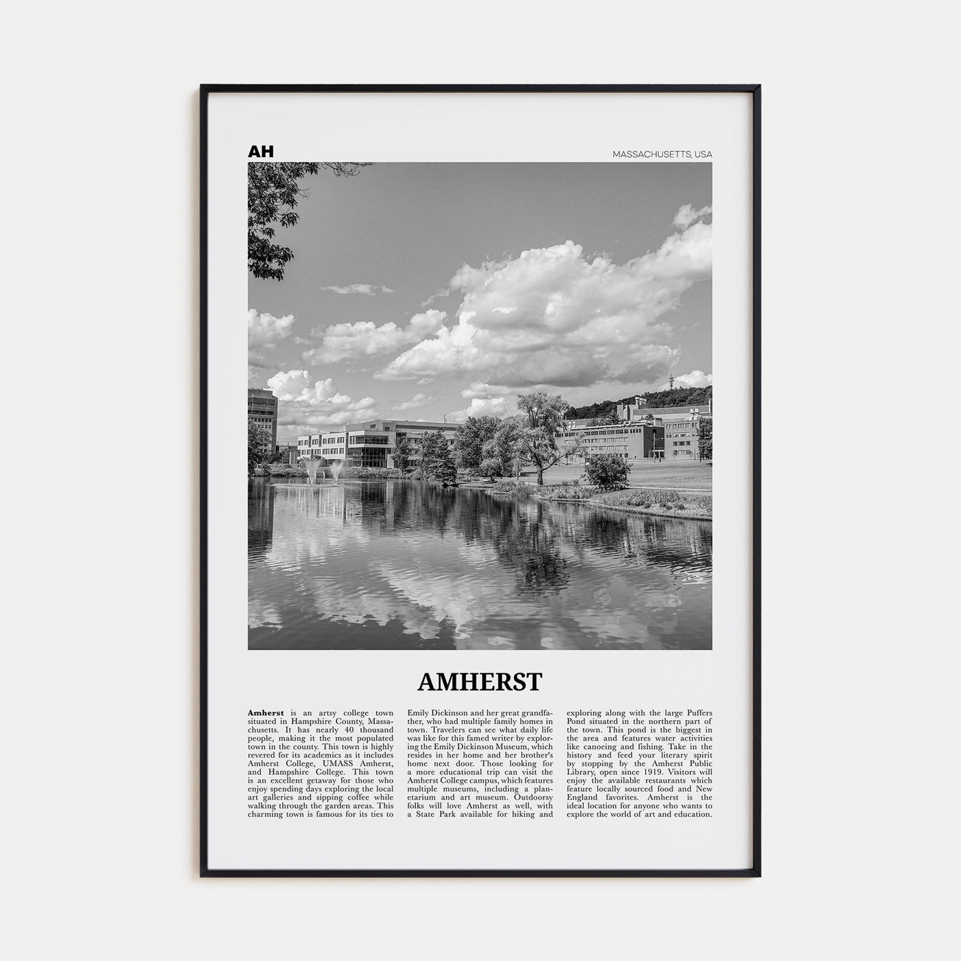 Amherst Travel B&W Poster