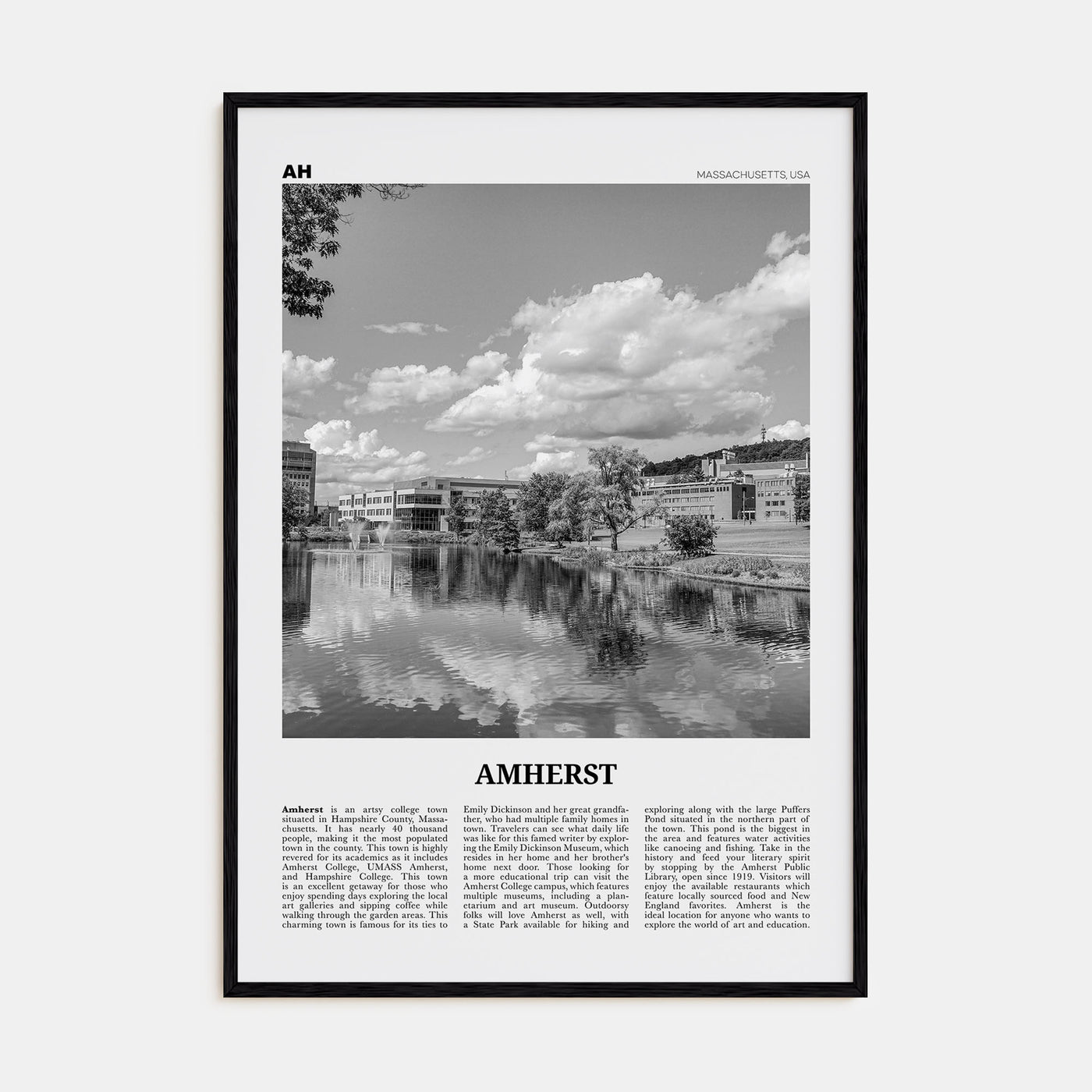 Amherst Travel B&W Poster