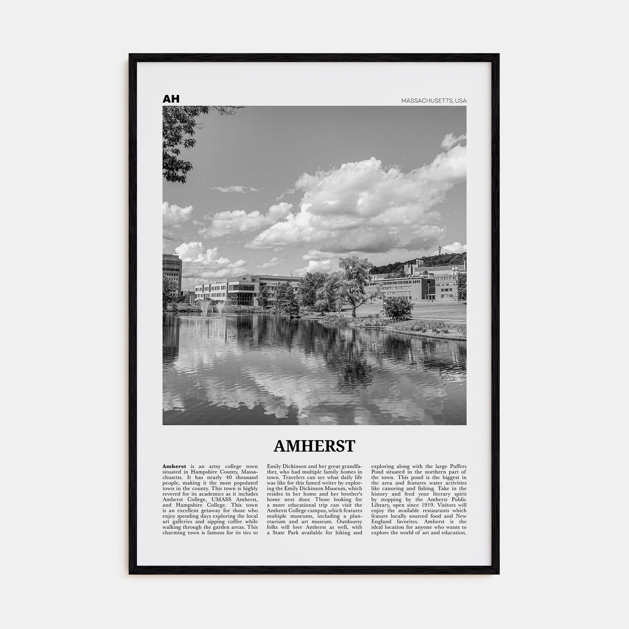 Amherst Travel B&W Poster