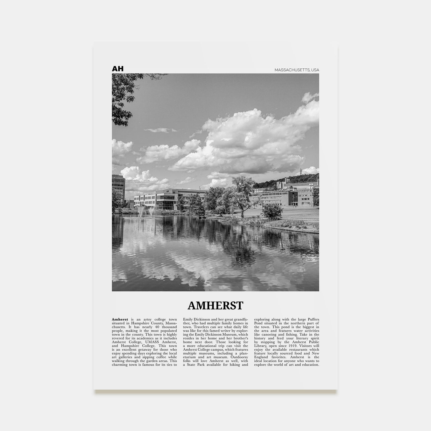 Amherst Travel B&W Poster