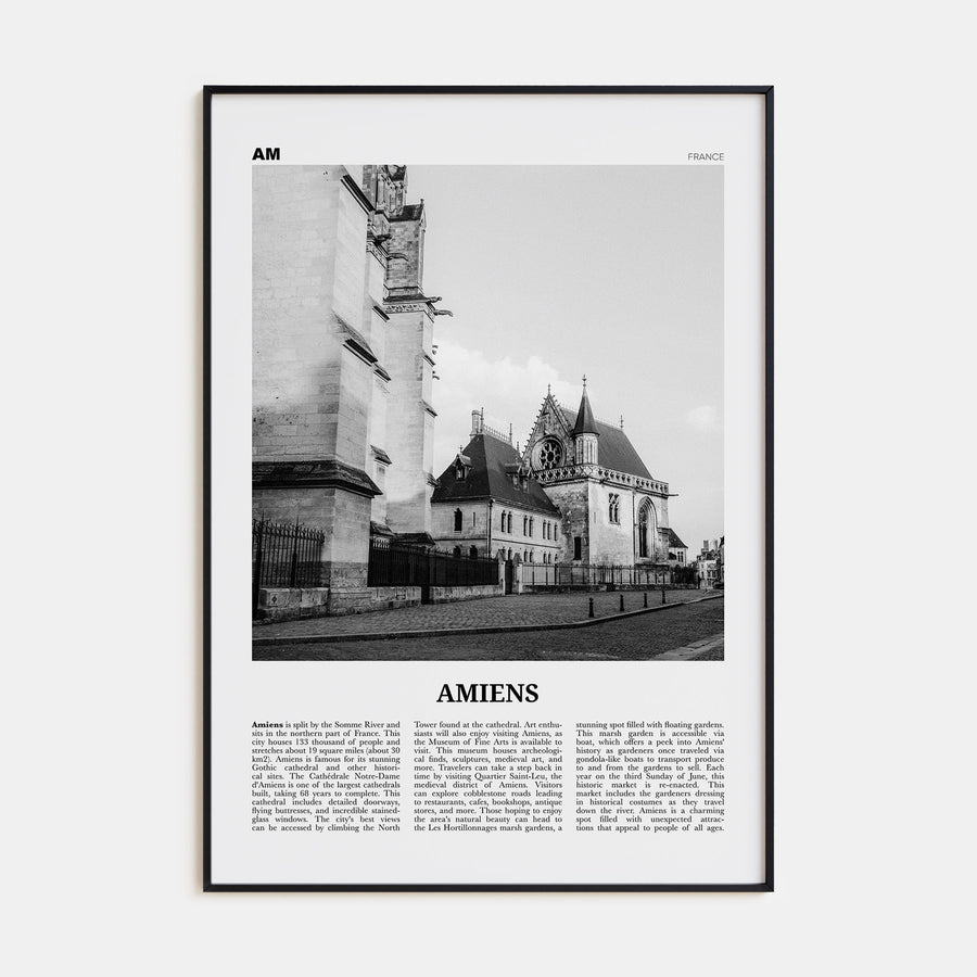 Amiens Travel B&W Poster