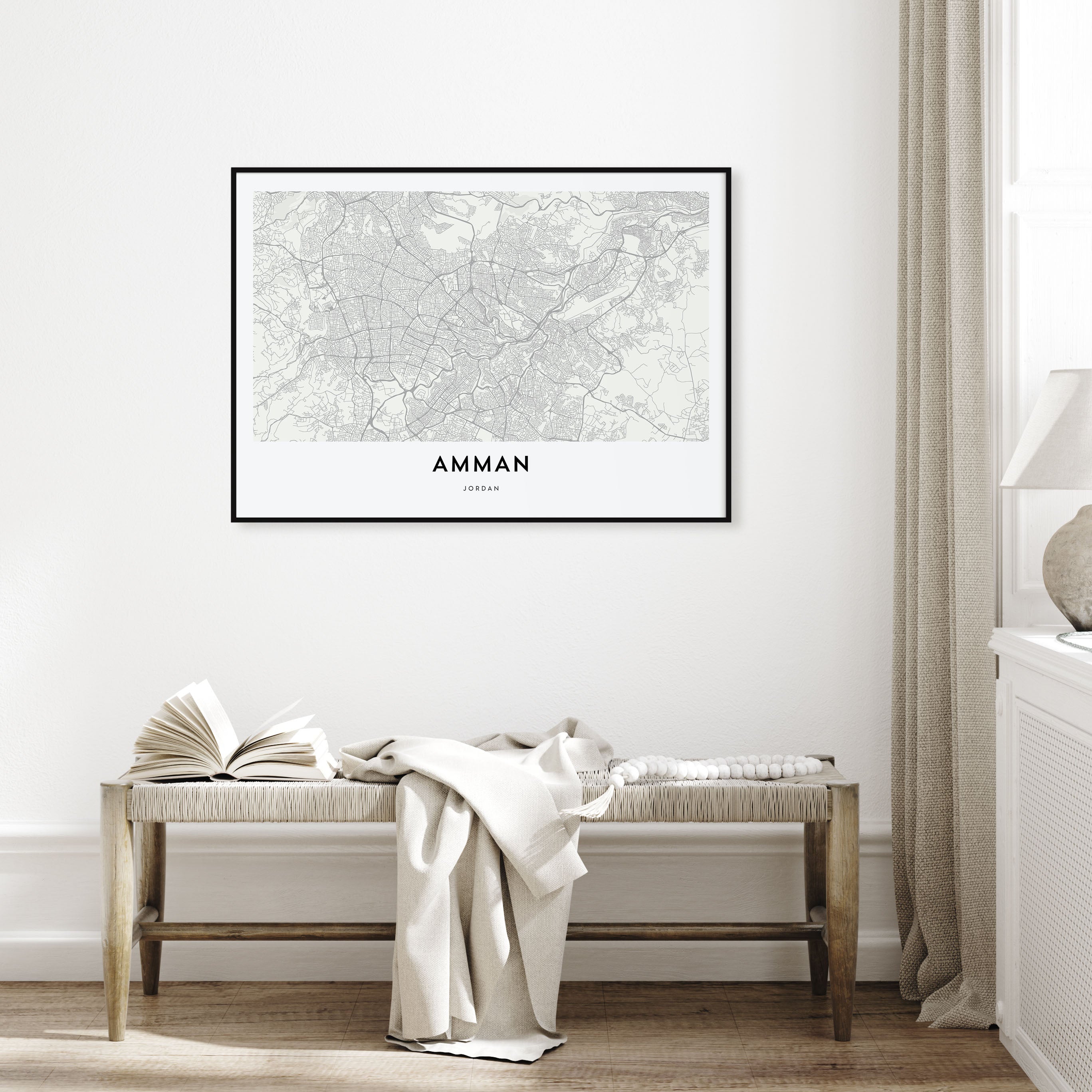 Amman Map Landscape Poster