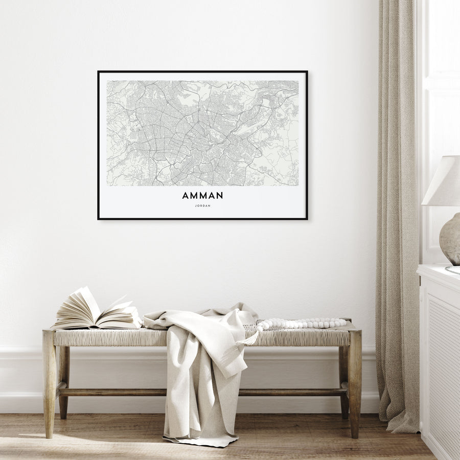 Amman Map Landscape Poster