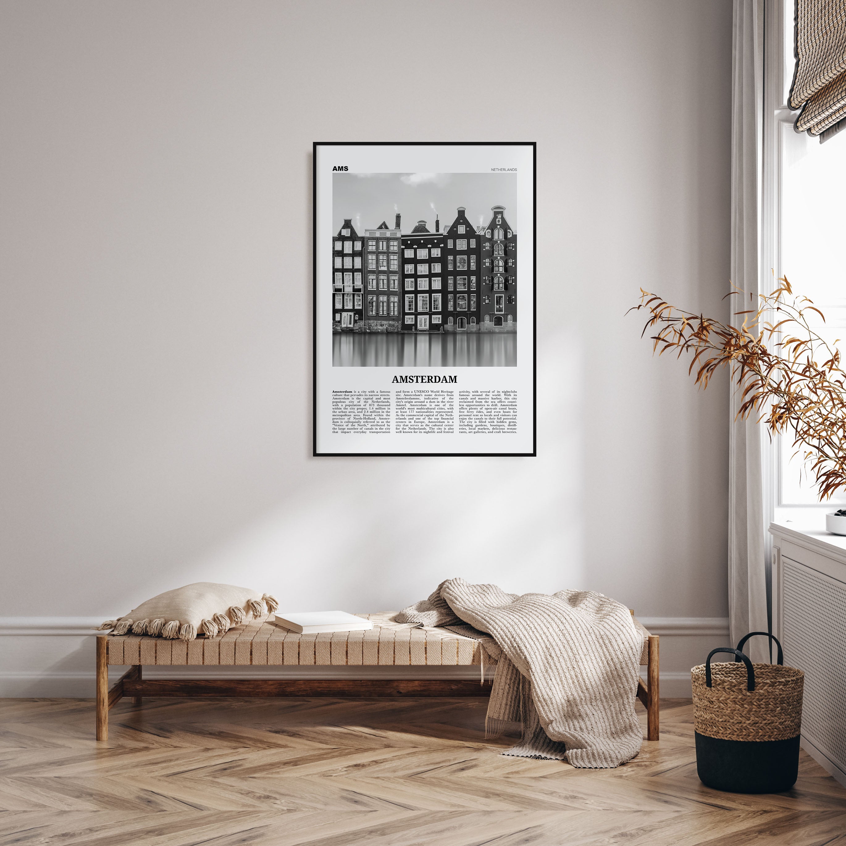 Amsterdam Travel B&W No 1 Poster