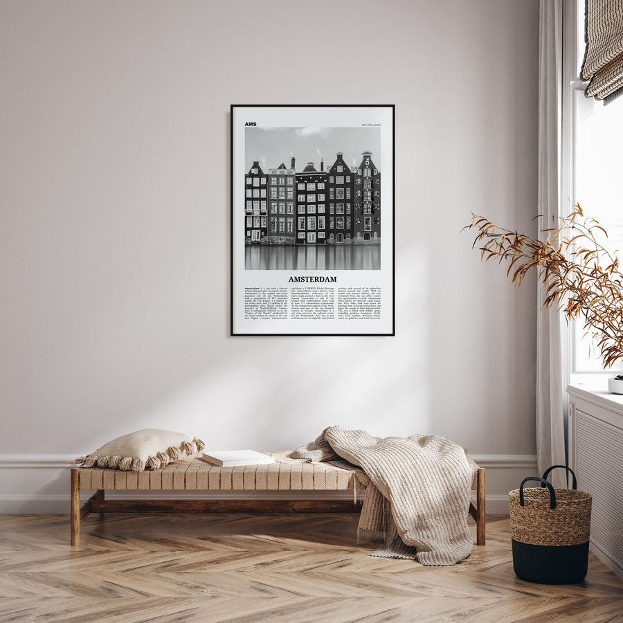 Amsterdam Travel B&W No 1 Poster