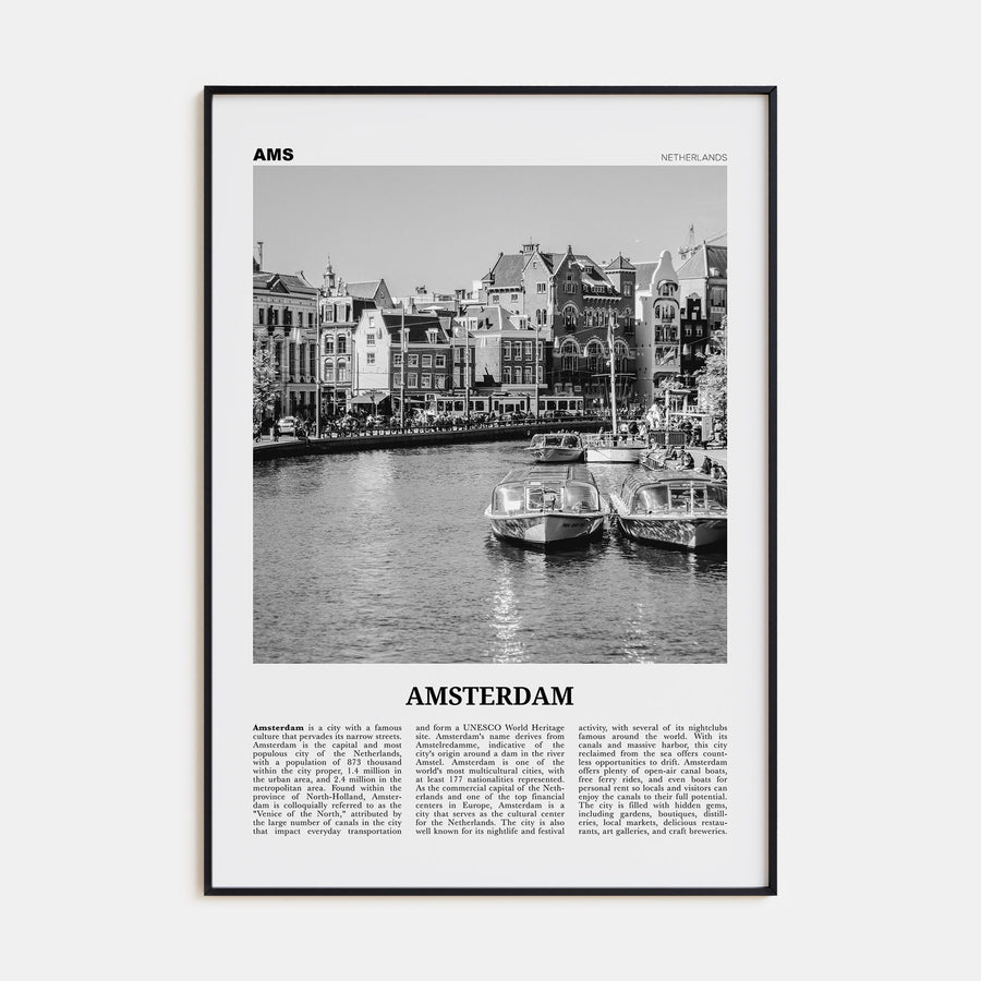 Amsterdam Travel B&W No 2 Poster