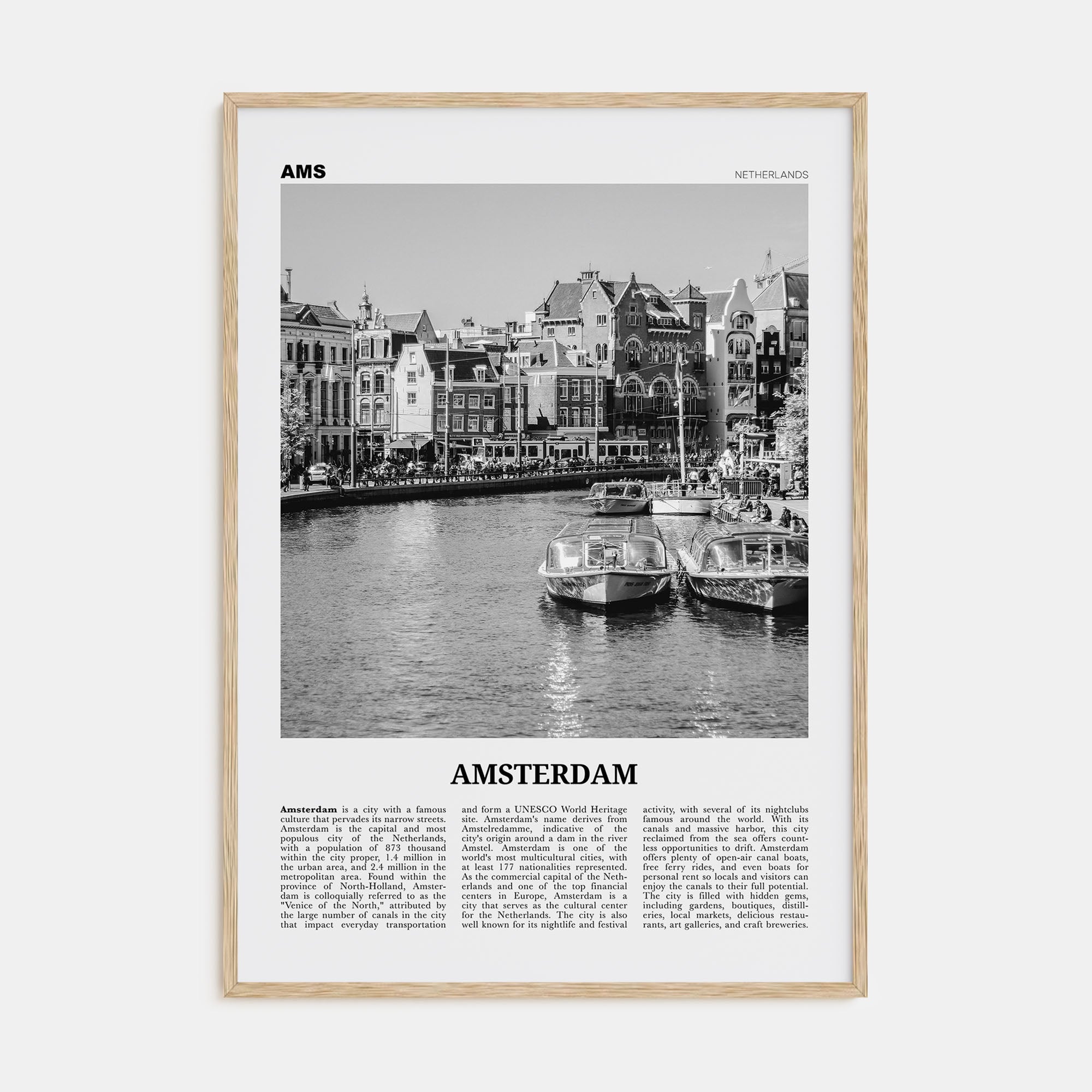 Amsterdam Travel B&W No 2 Poster