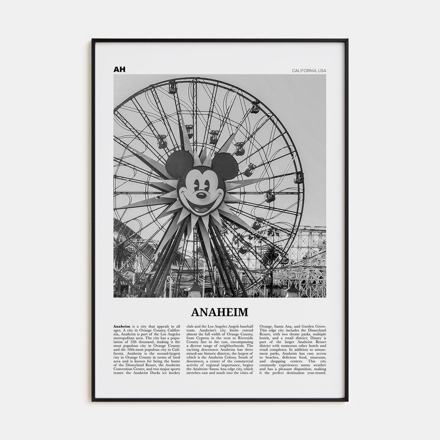 Anaheim Travel B&W No 1 Poster