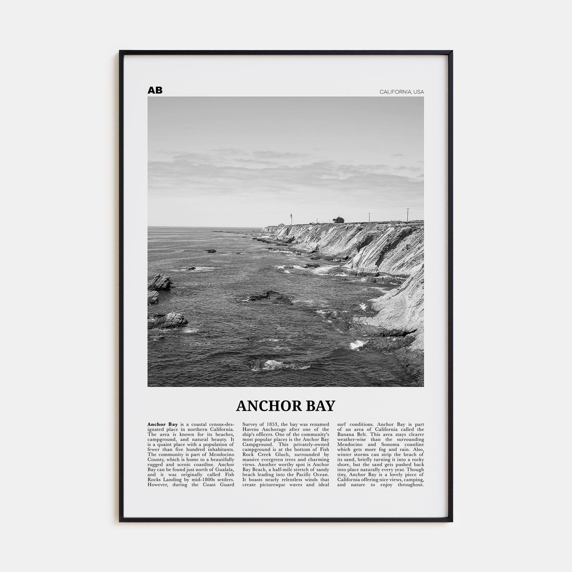 Anchor Bay Travel B&W Poster