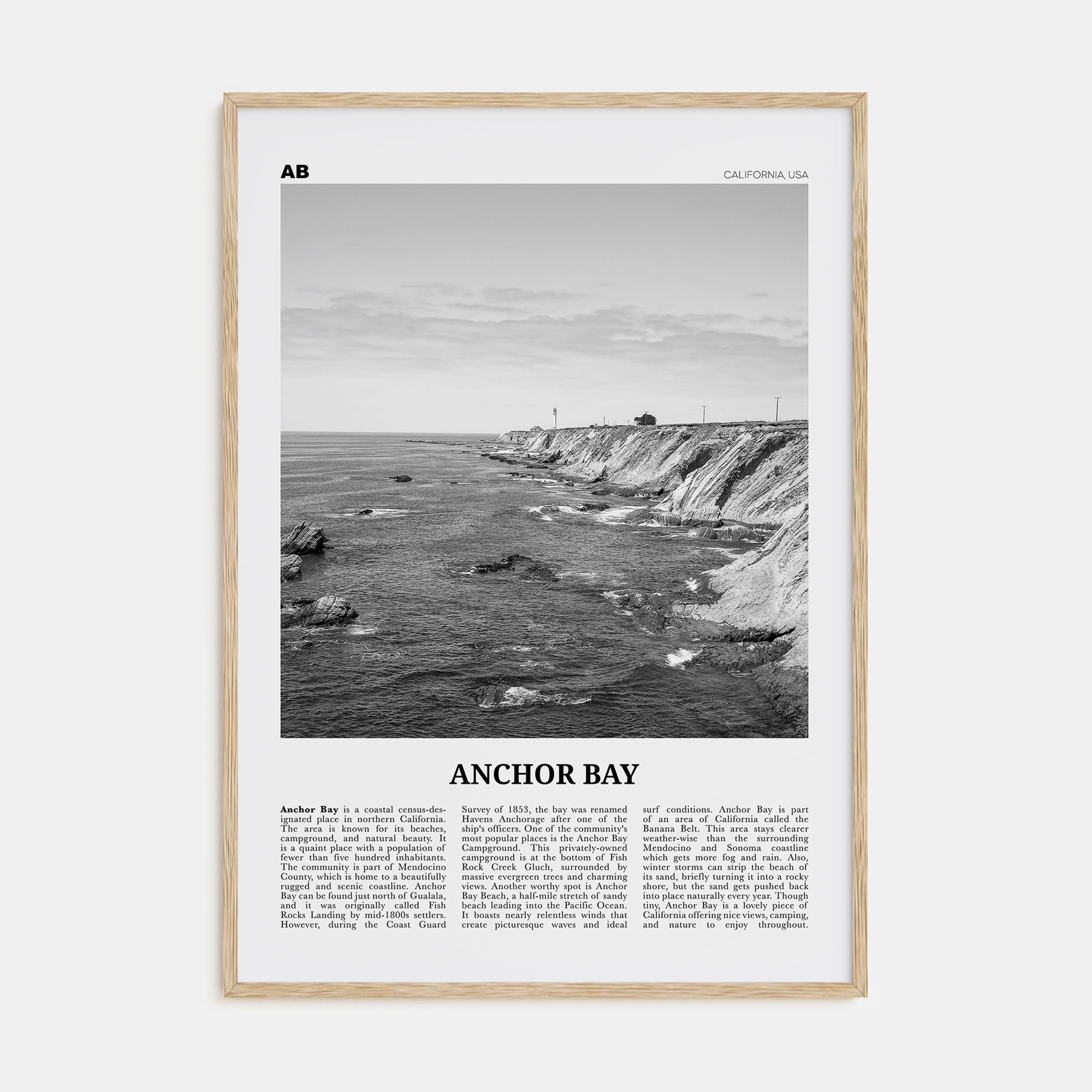 Anchor Bay Travel B&W Poster