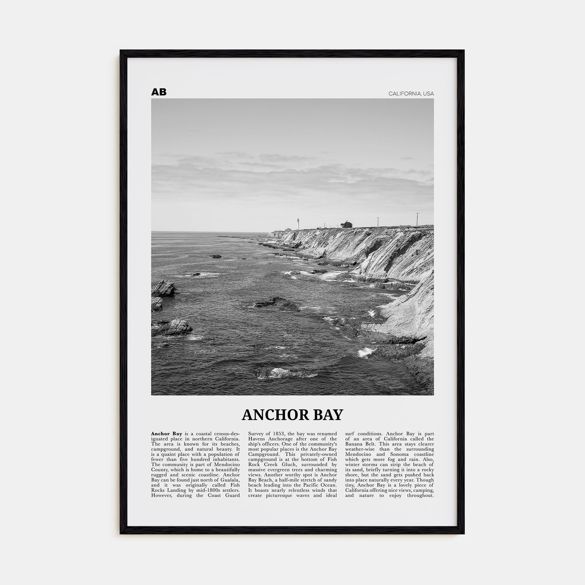 Anchor Bay Travel B&W Poster