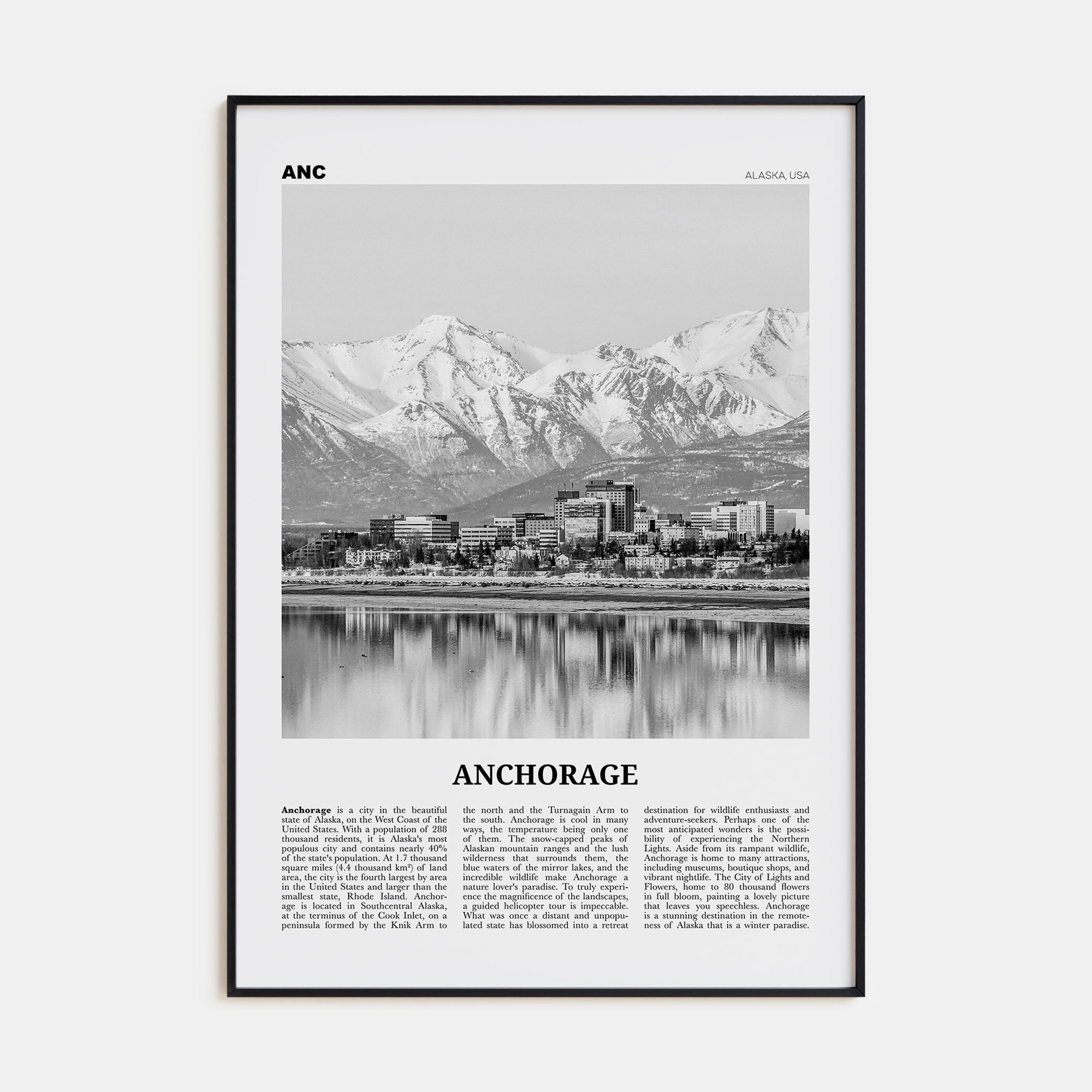 Anchorage Travel B&W Poster