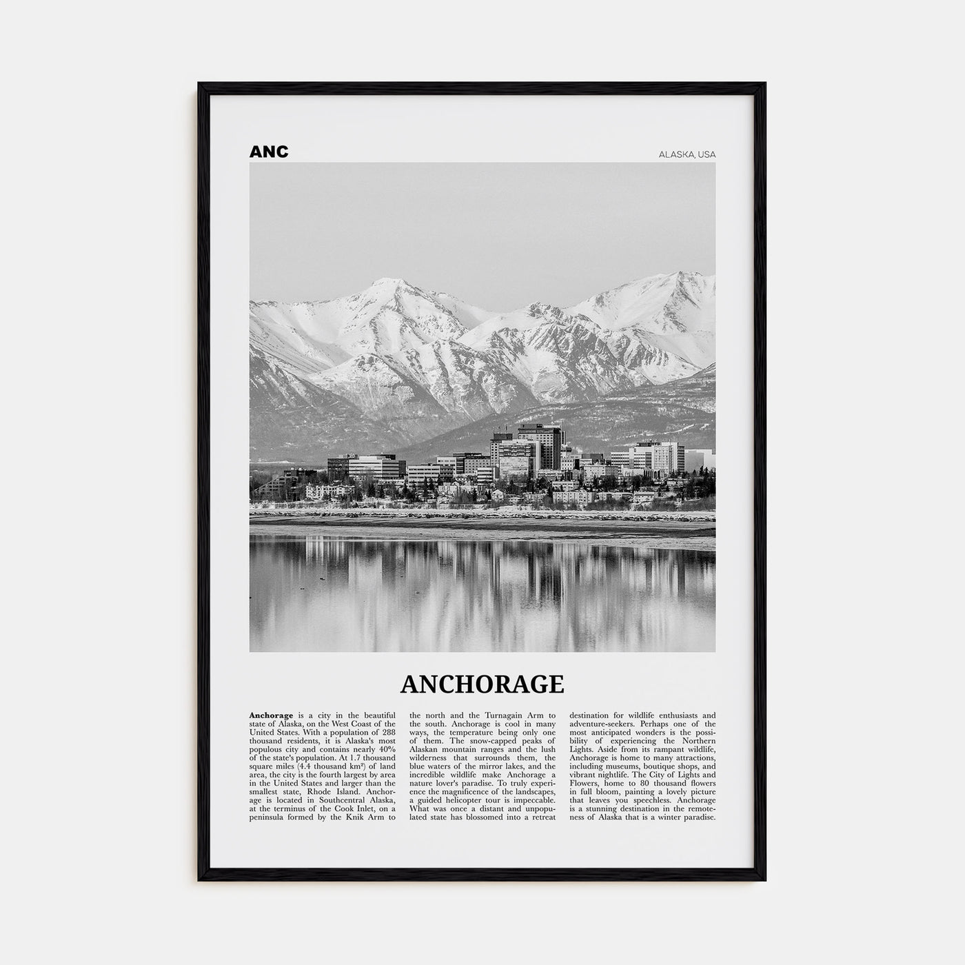 Anchorage Travel B&W Poster