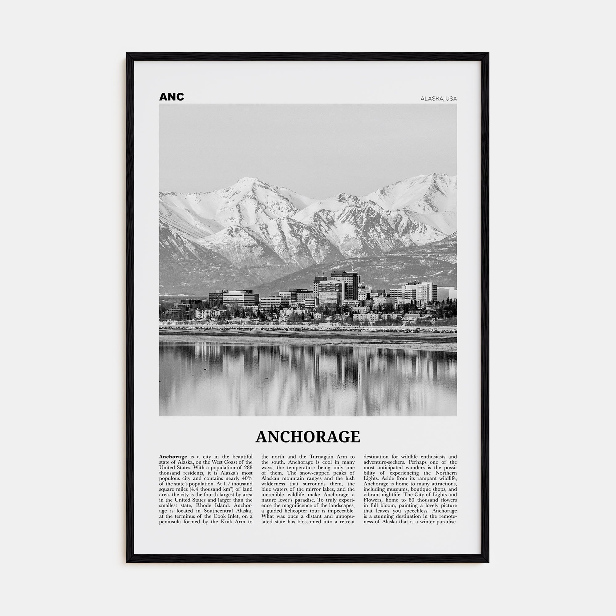Anchorage Travel B&W Poster