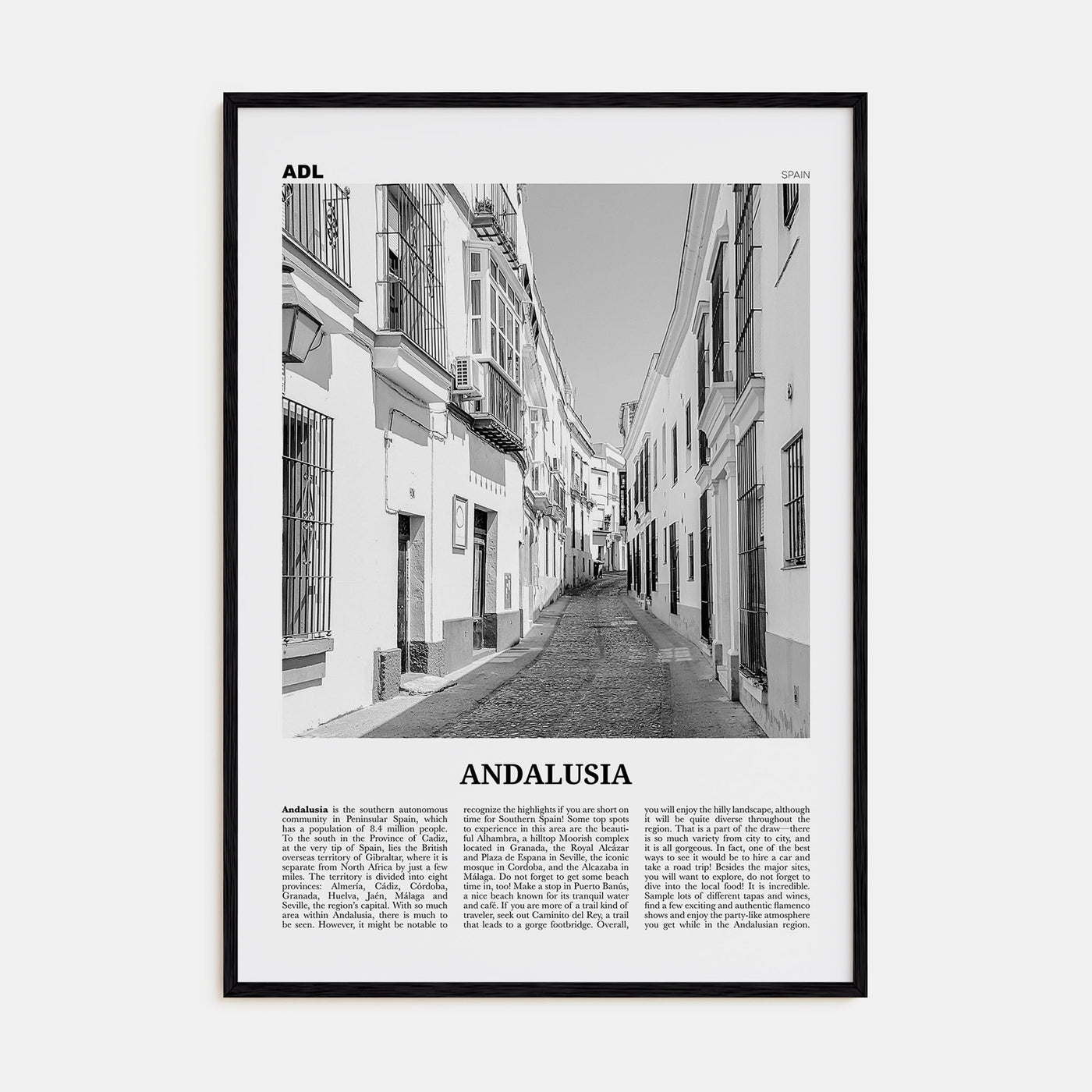 Andalusia Travel B&W No 1 Poster