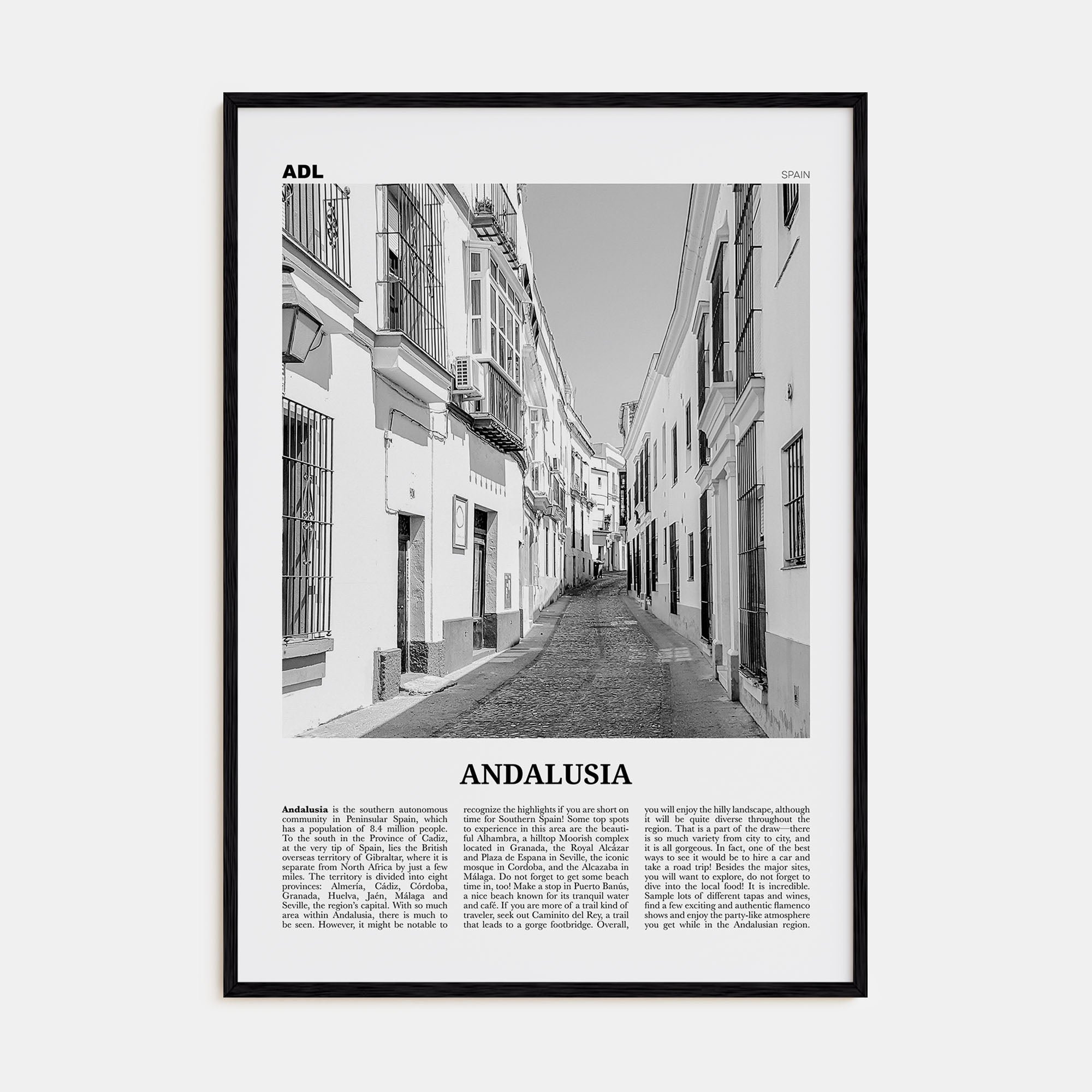 Andalusia Travel B&W No 1 Poster