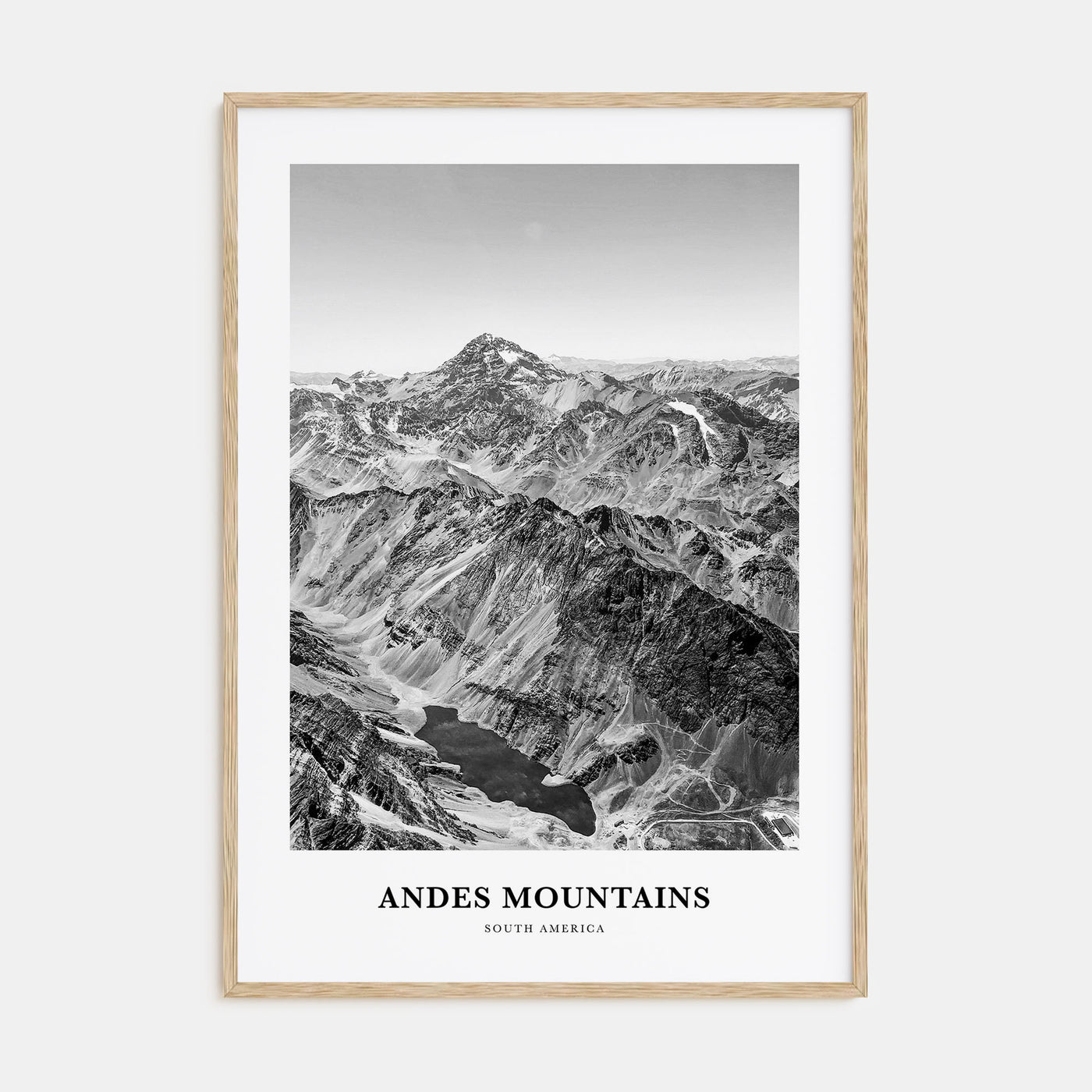 Andes Mountains Portrait B&W Poster