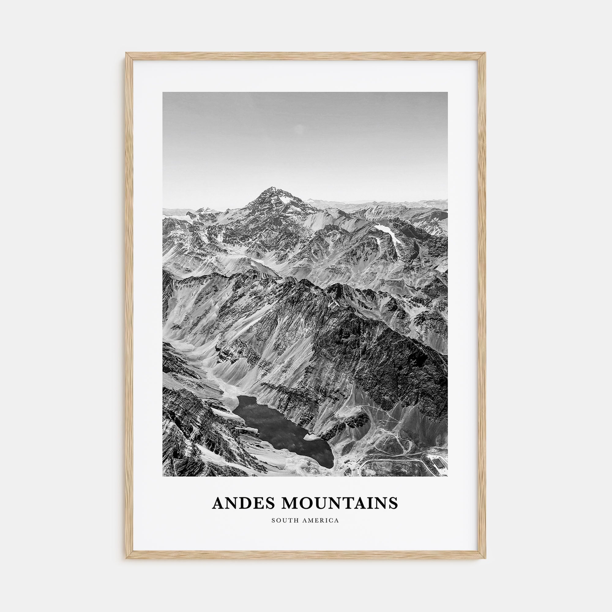Andes Mountains Portrait B&W Poster