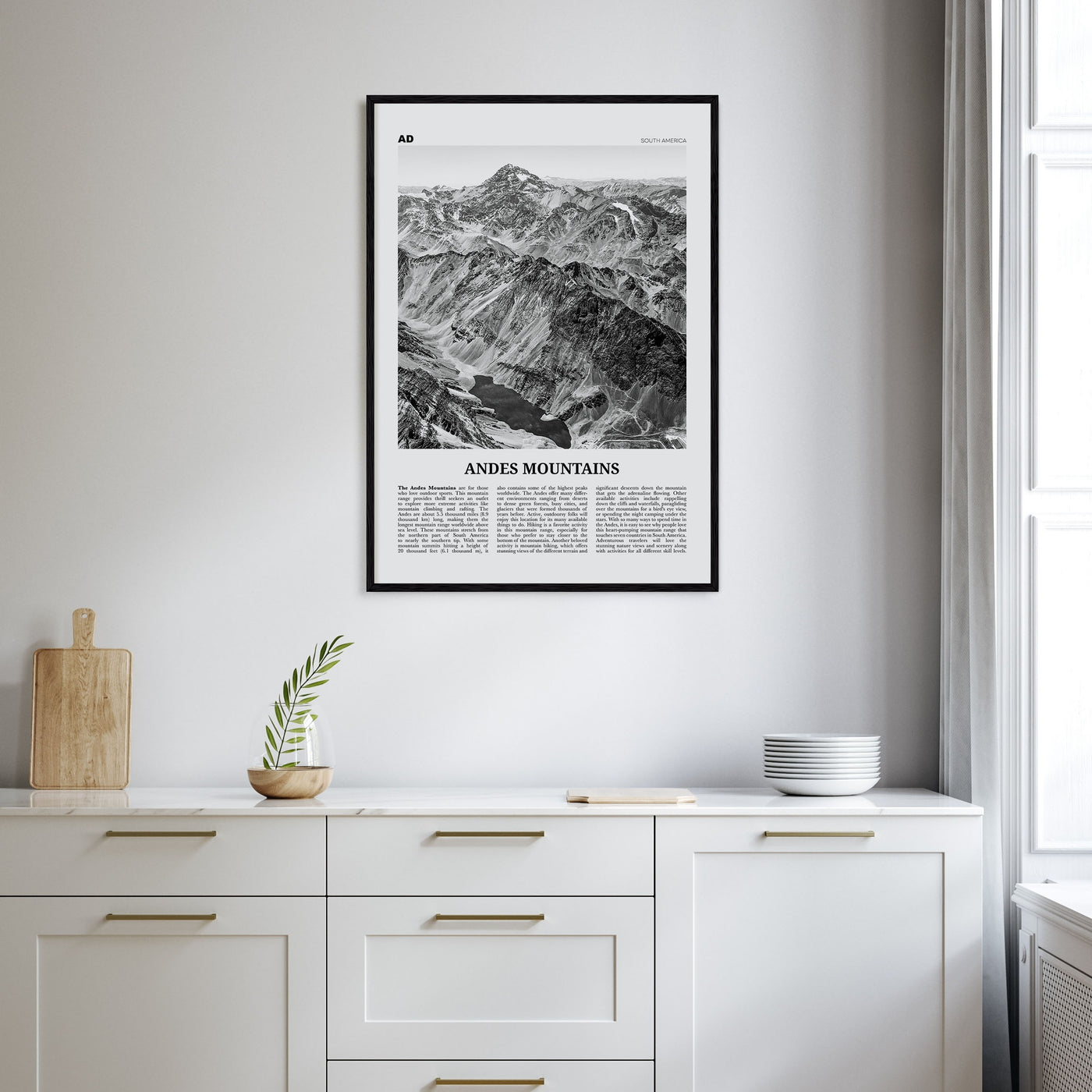 Andes Mountains Travel B&W Poster