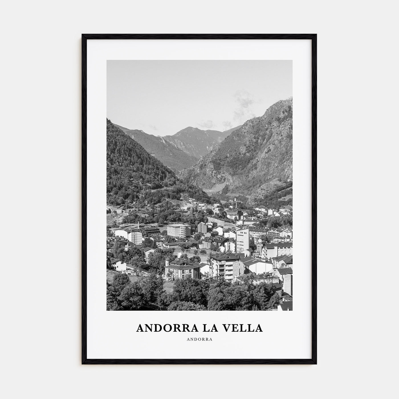 Andorra la Vella Portrait B&W Poster