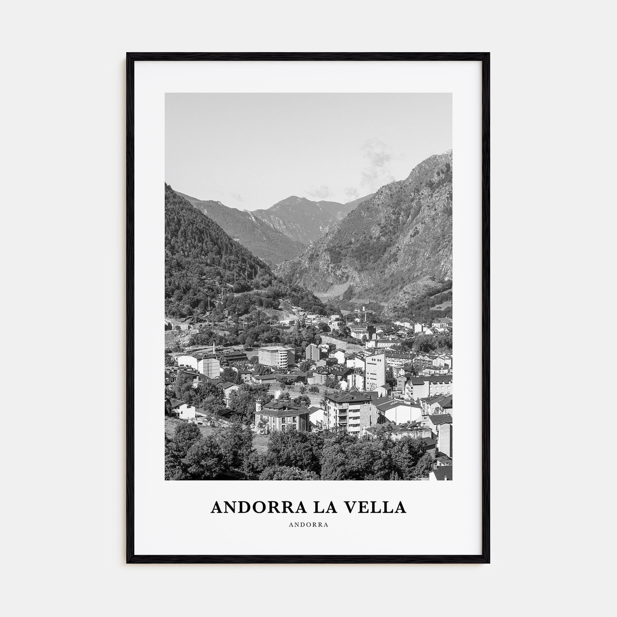 Andorra la Vella Portrait B&W Poster