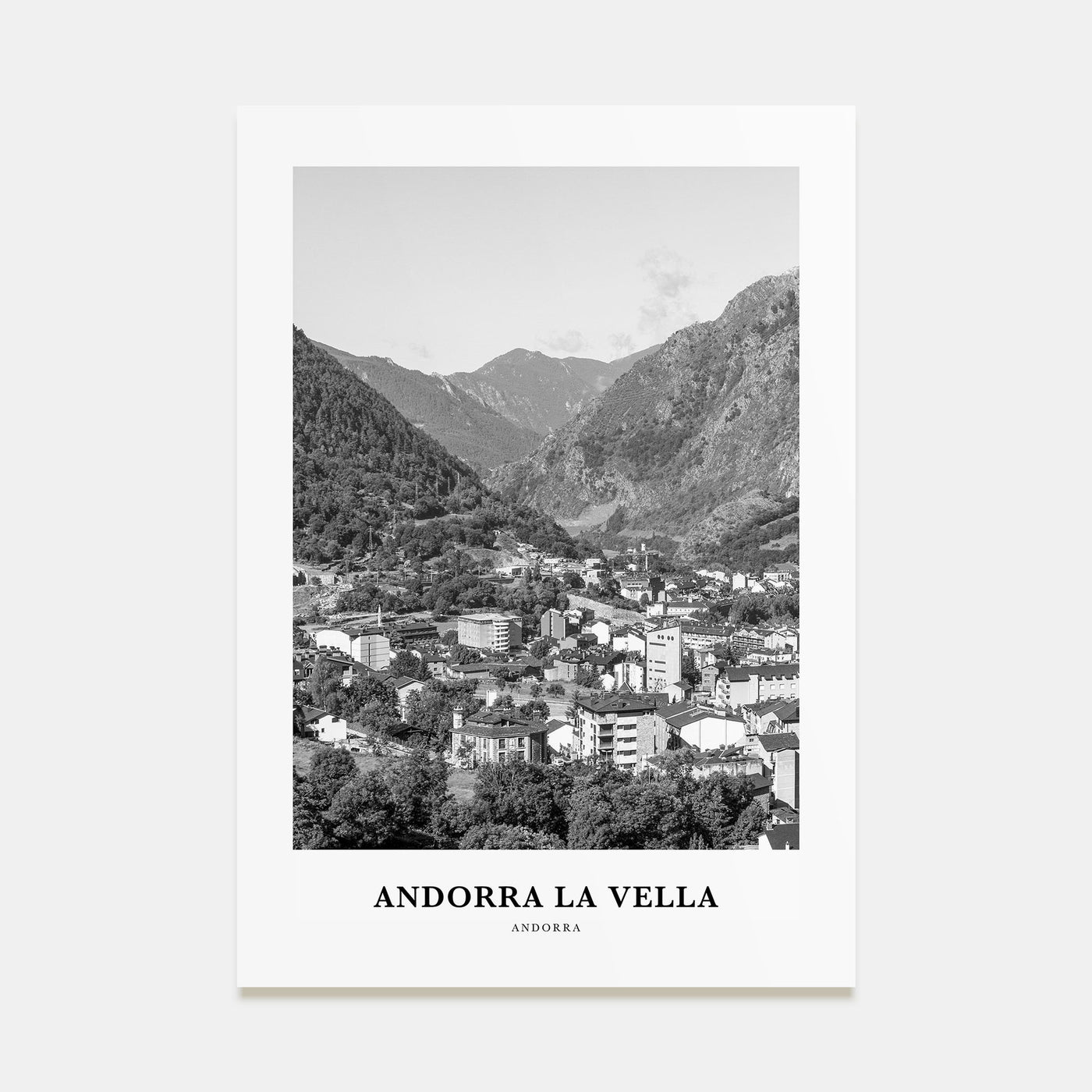 Andorra la Vella Portrait B&W Poster