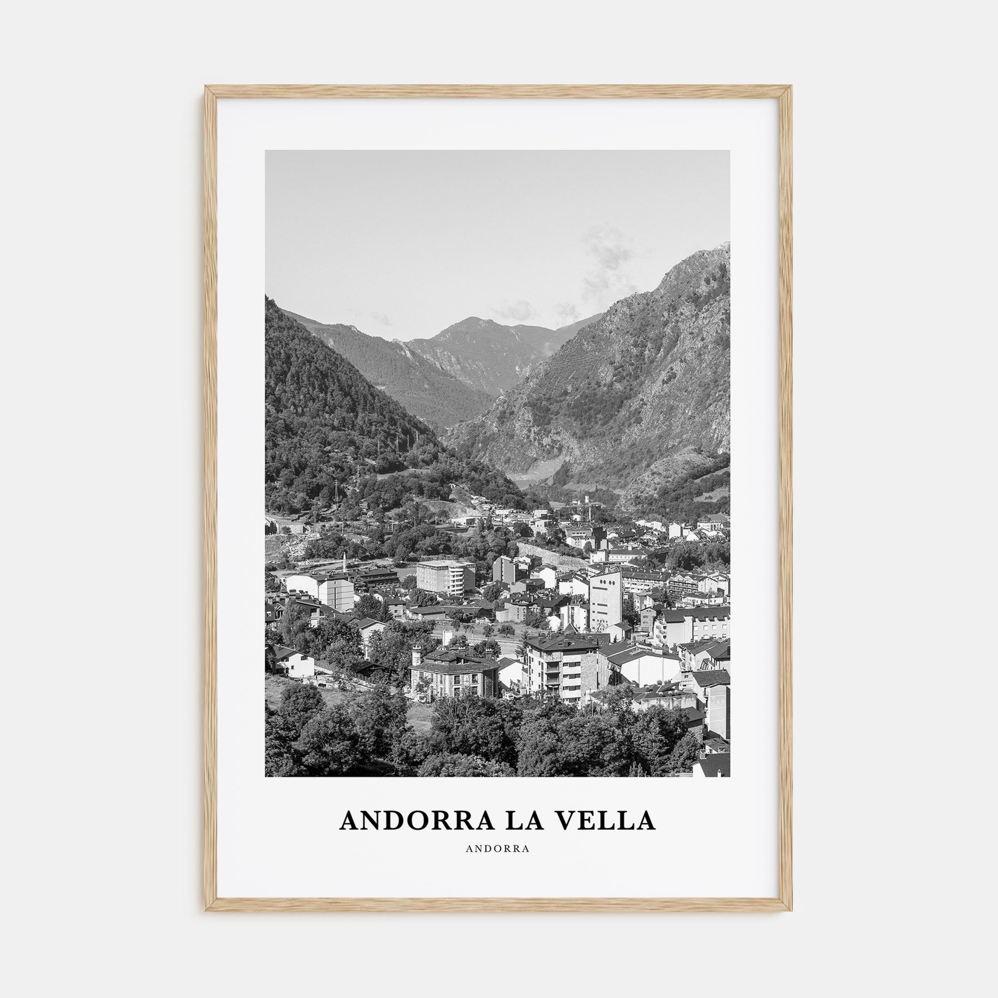 Andorra la Vella Portrait B&W Poster