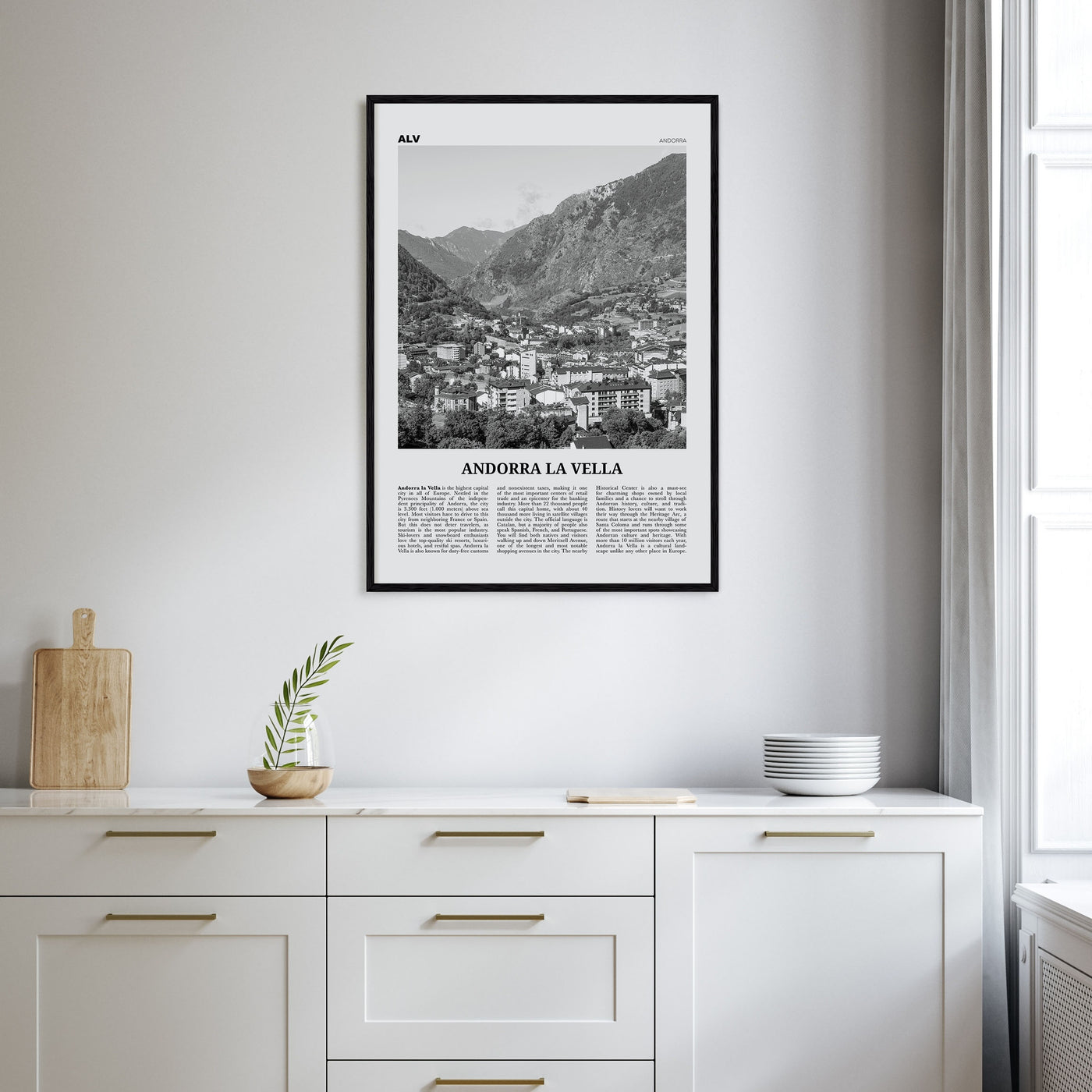 Andorra la Vella Travel B&W Poster