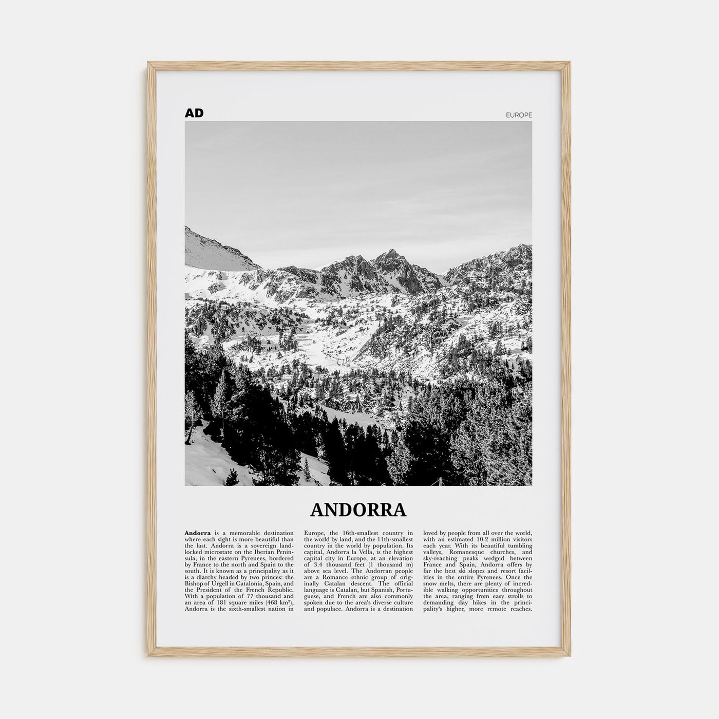 Andorra Travel B&W Poster