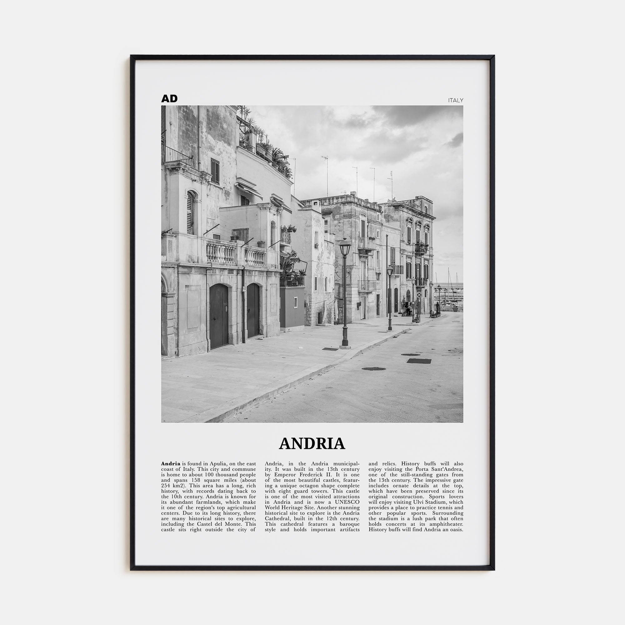 Andria Travel B&W Poster