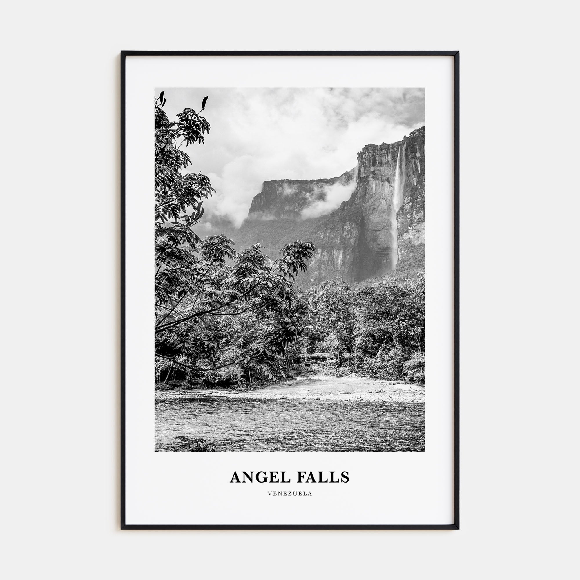 Angel Falls Portrait B&W Poster
