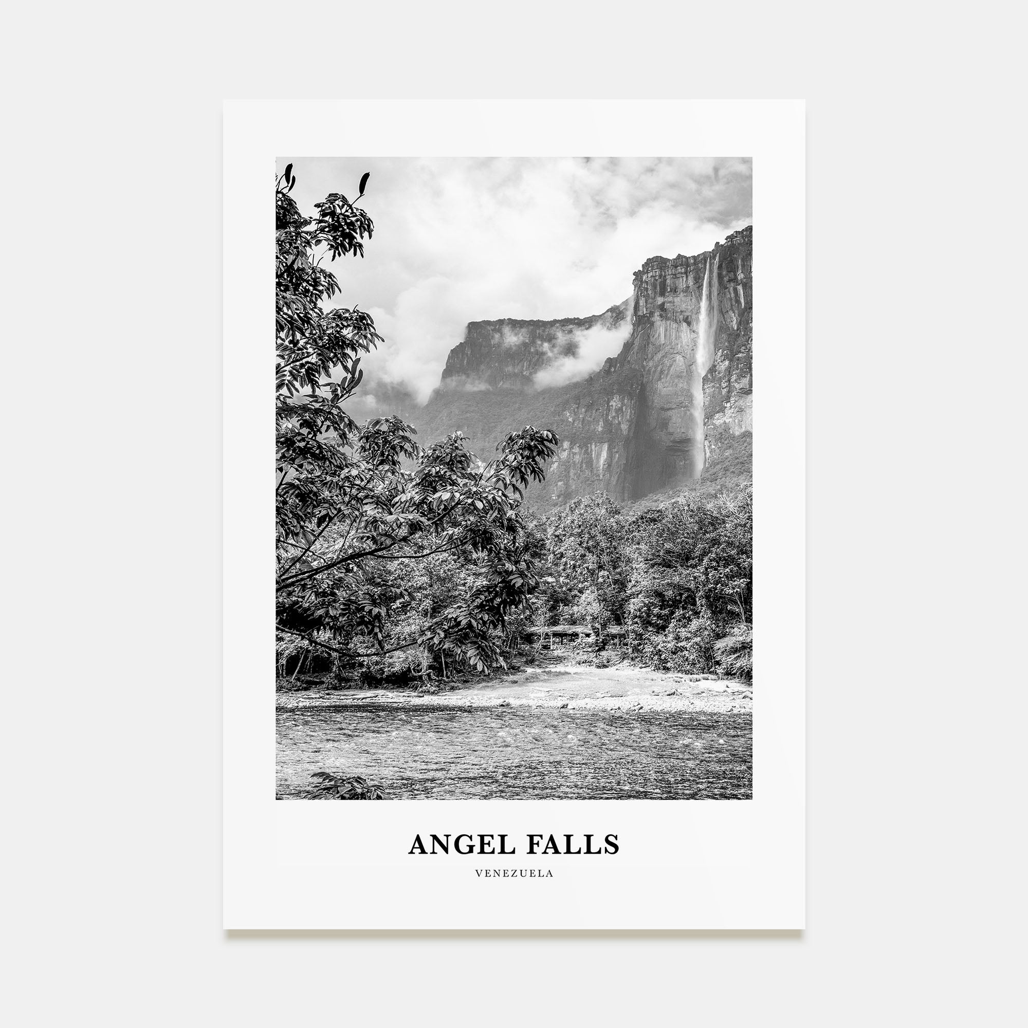 Angel Falls Portrait B&W Poster