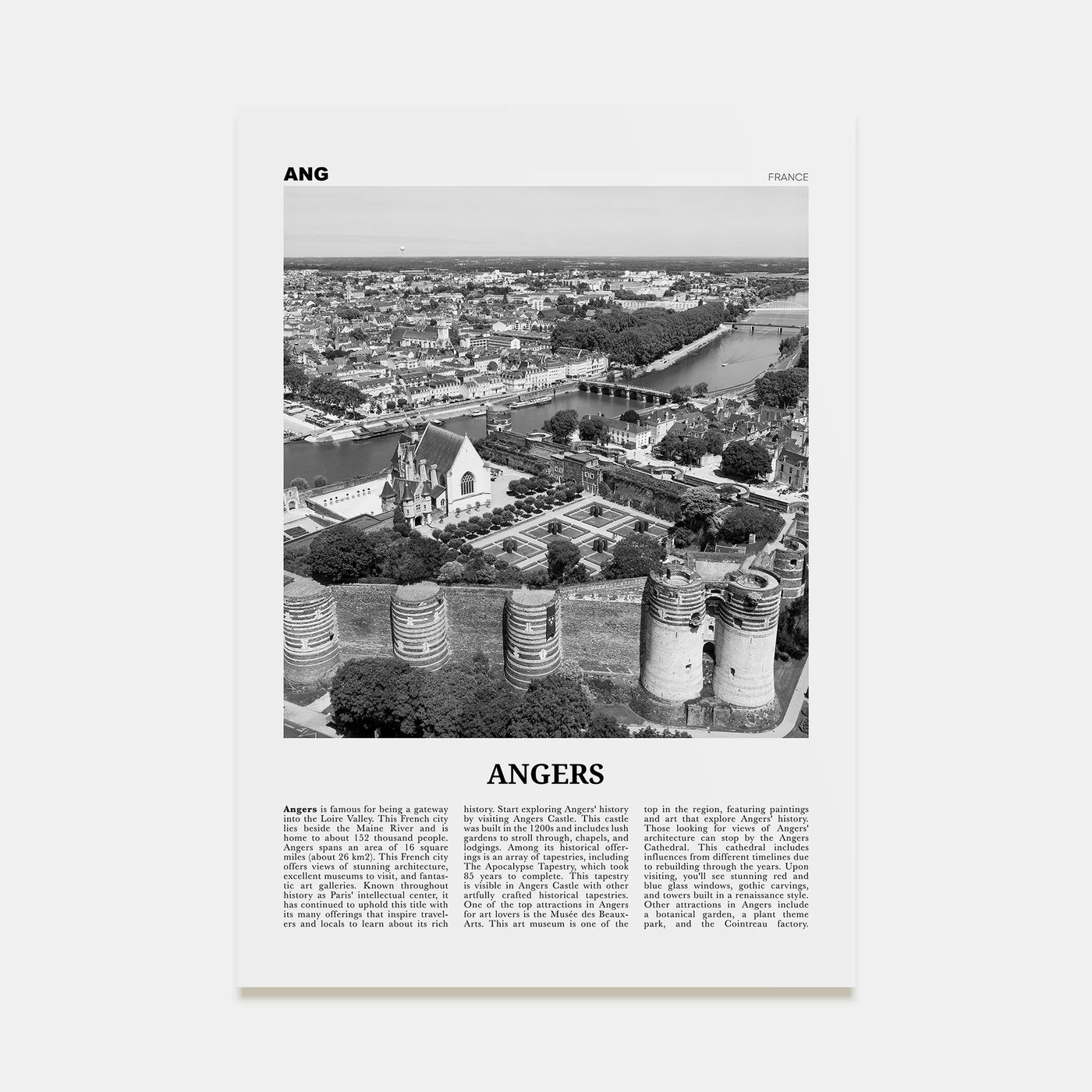 Angers Travel B&W Poster