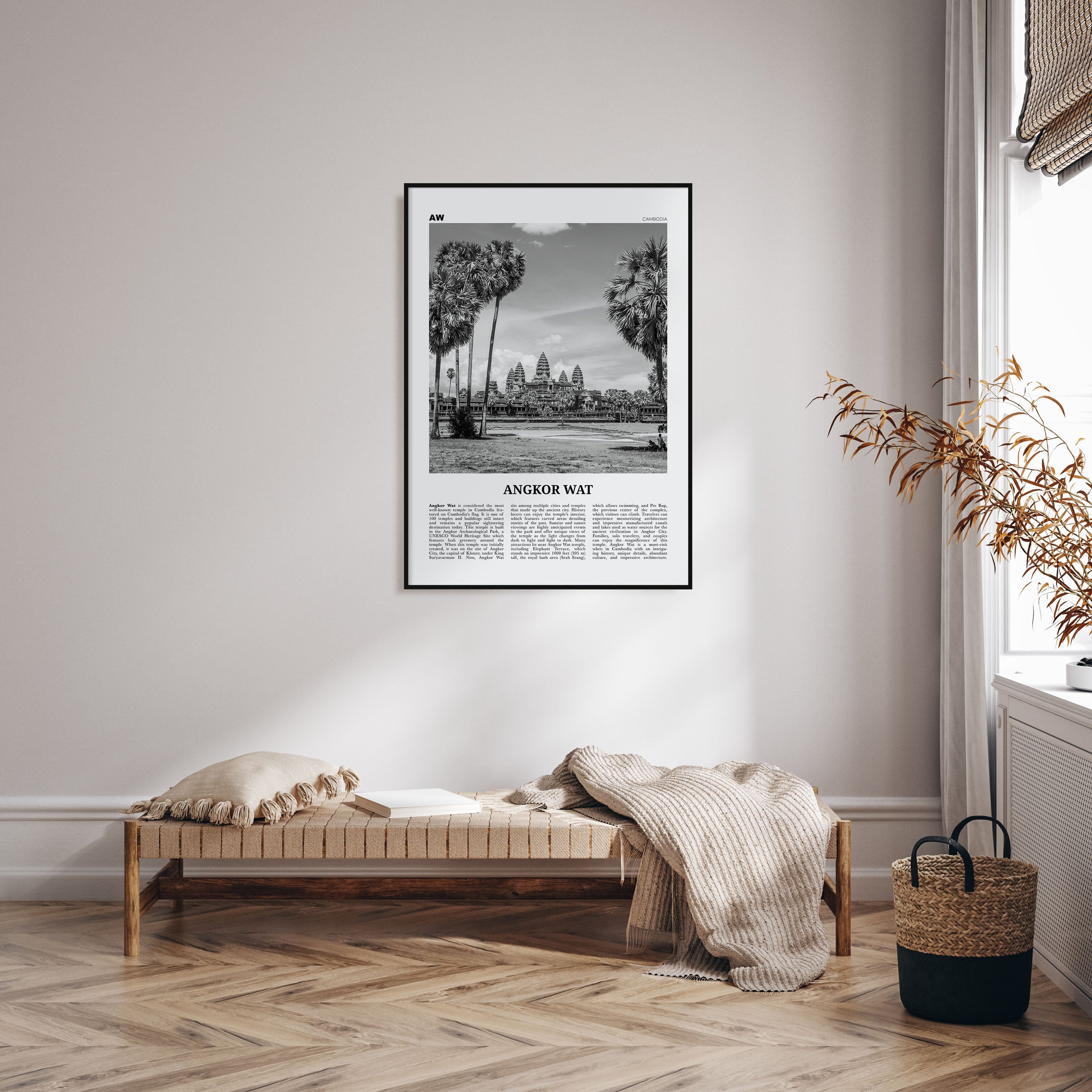 Angkor Wat Travel B&W Poster