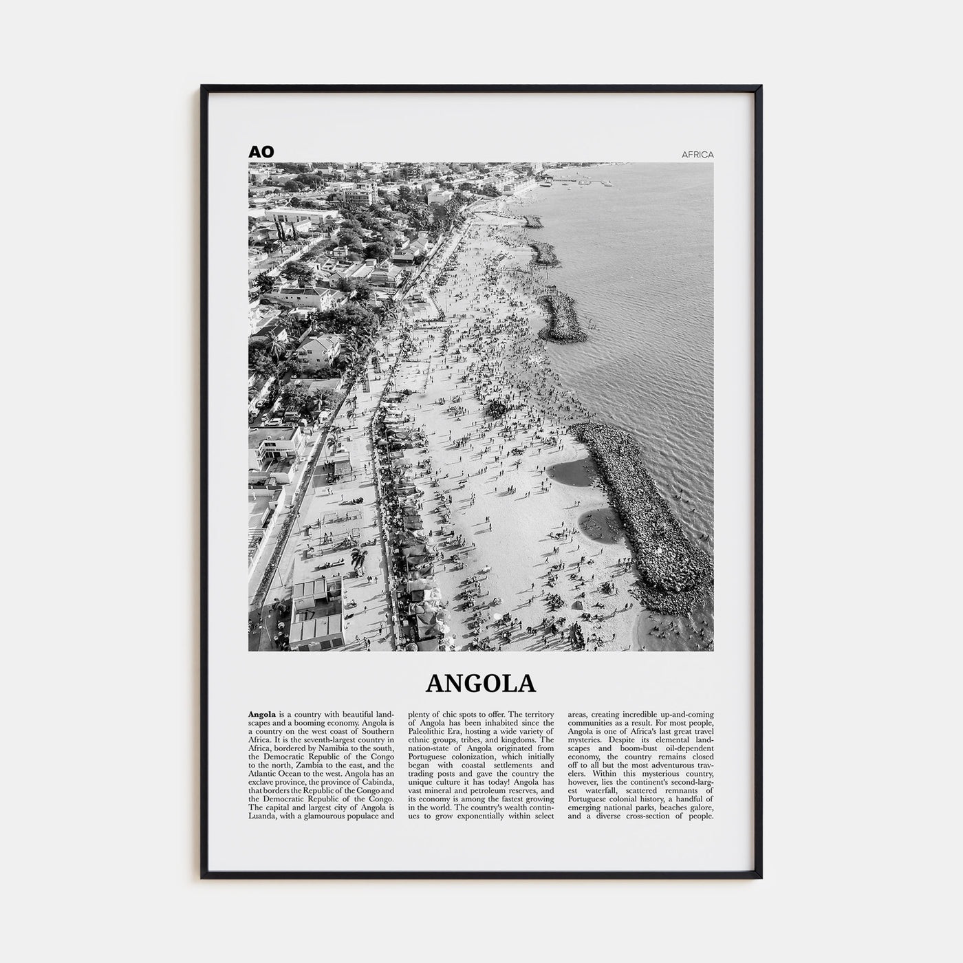 Angola Travel B&W Poster