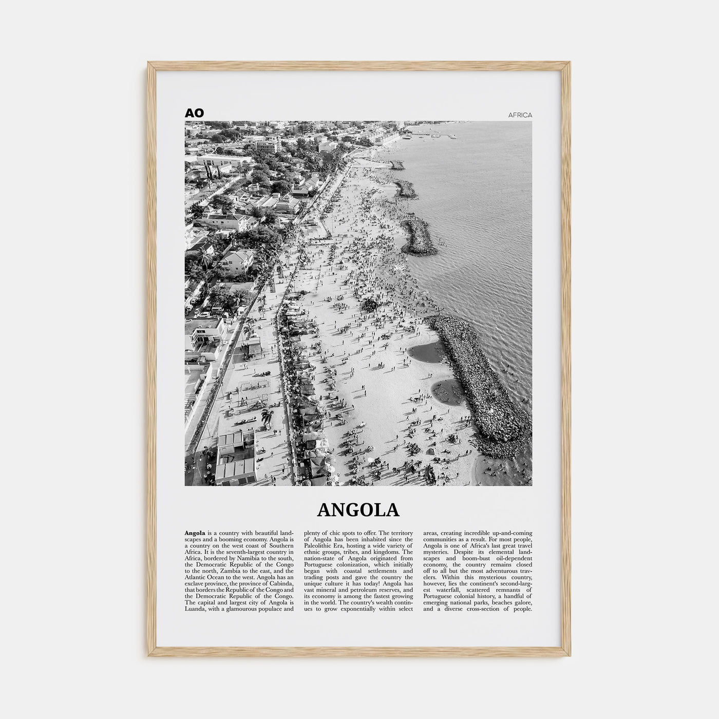 Angola Travel B&W Poster