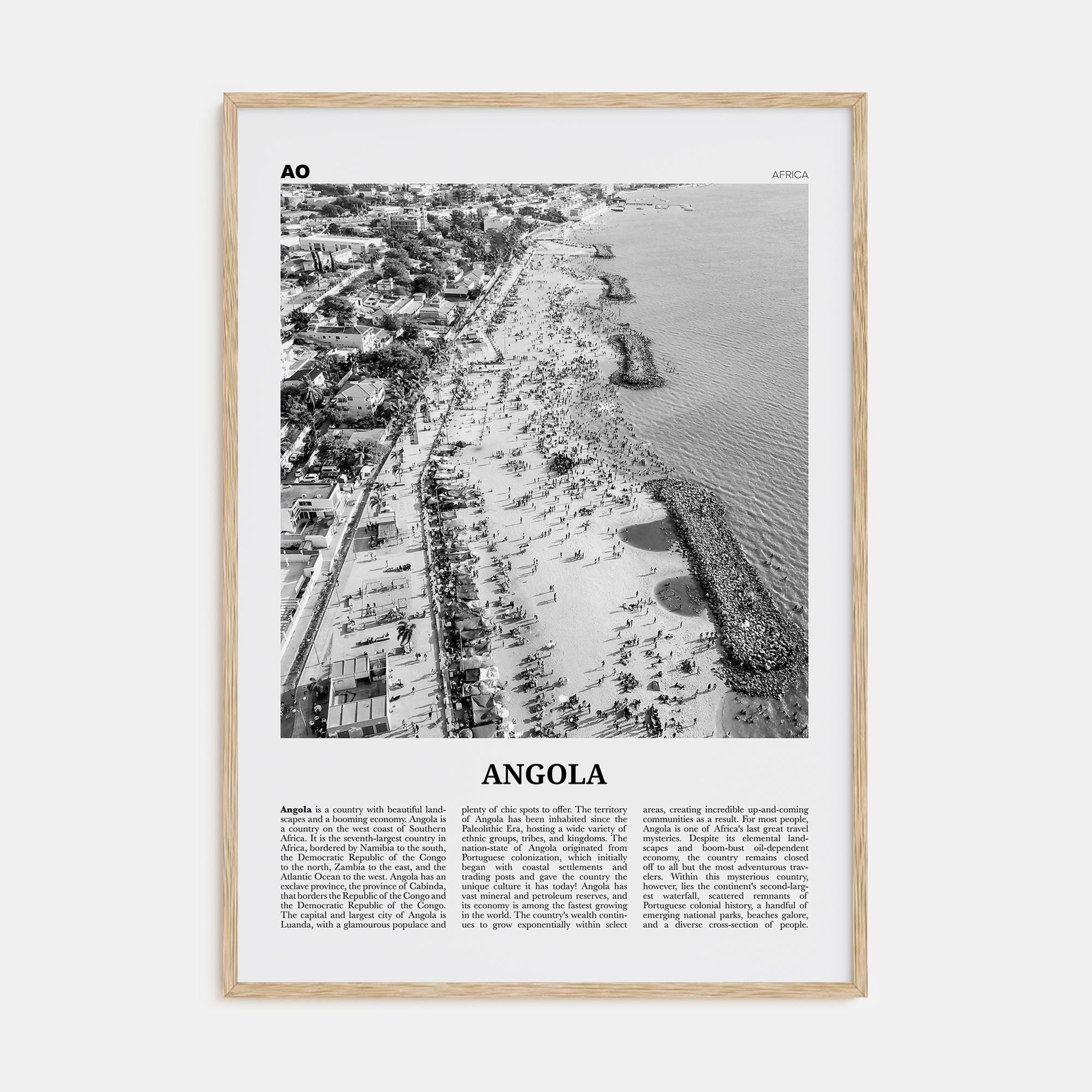 Angola Travel B&W Poster