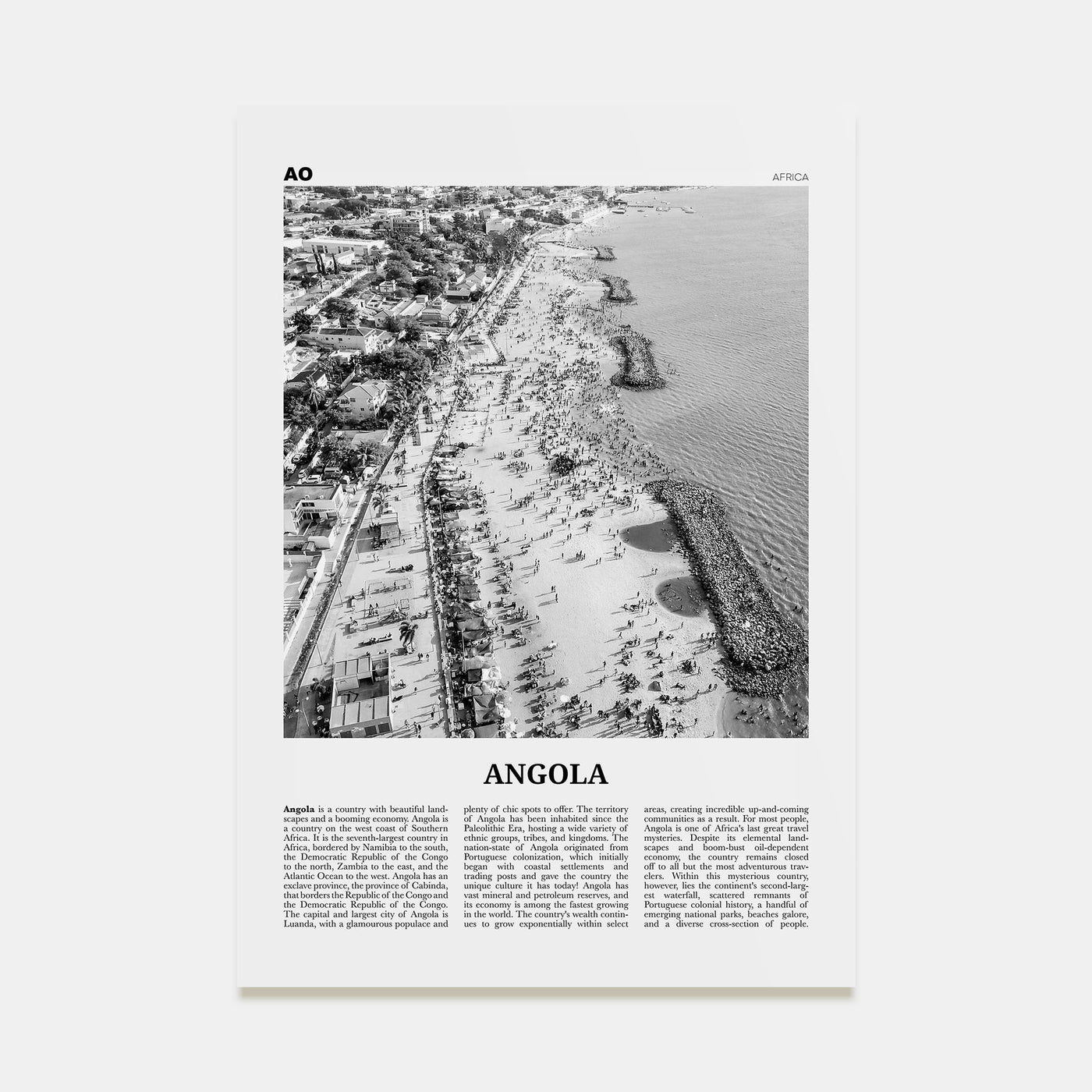Angola Travel B&W Poster