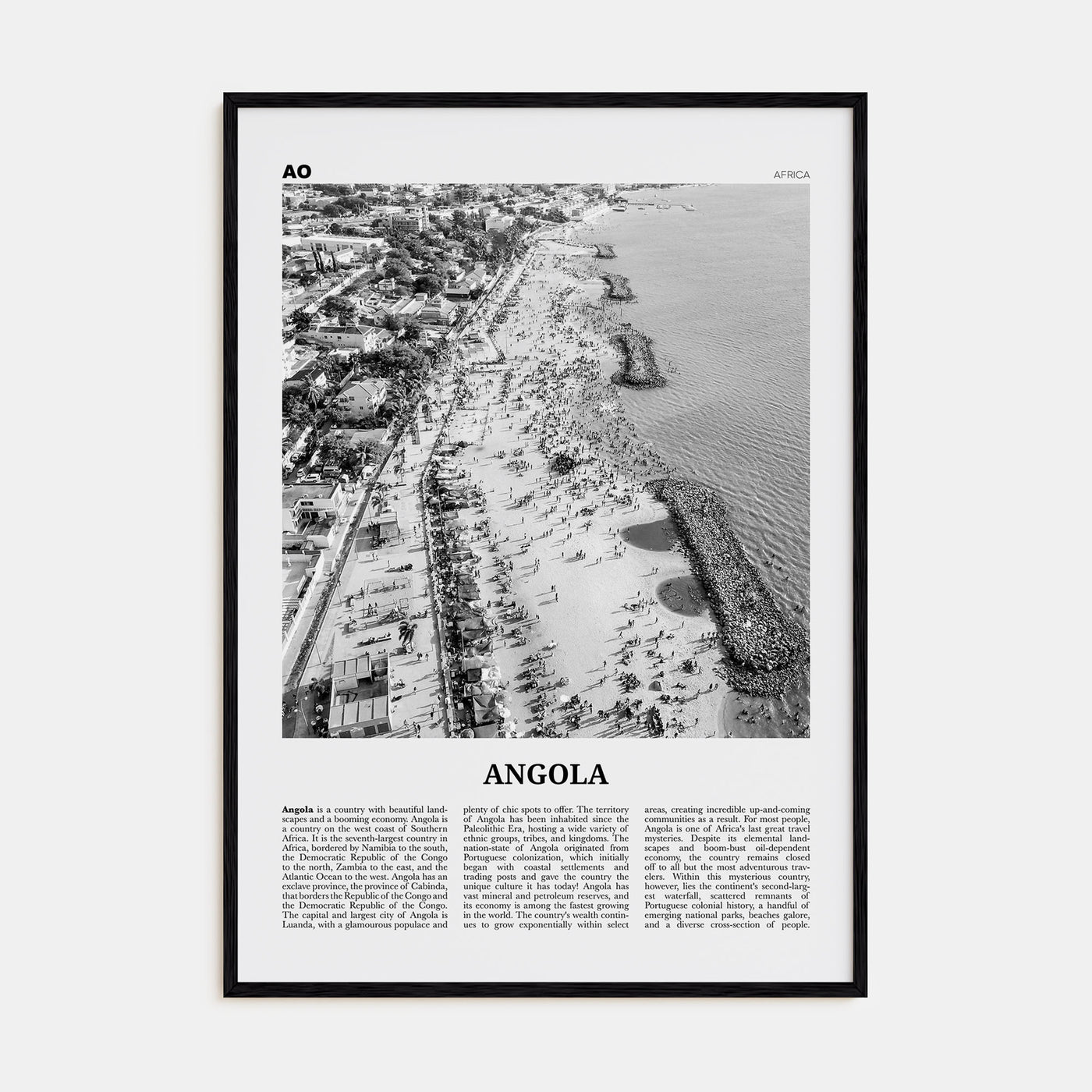 Angola Travel B&W Poster